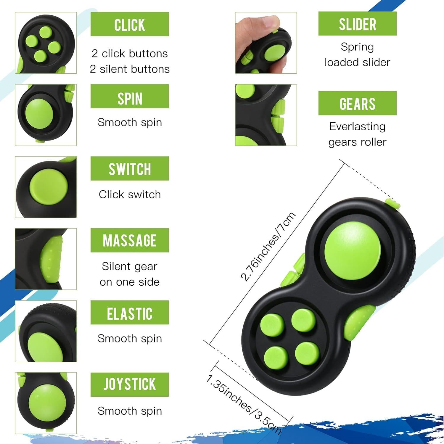 Juego de 3 Juguetes Antiestrés Gejoy para Adultos - Negro y Verde