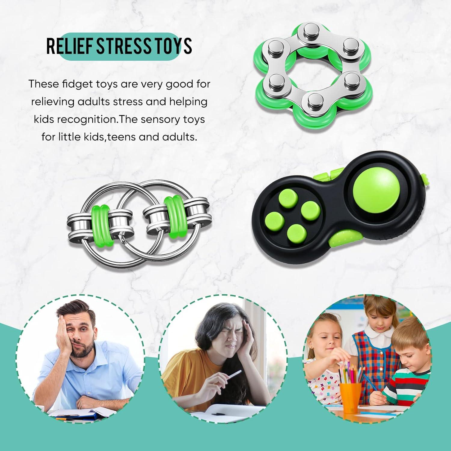 Juego de 3 Juguetes Antiestrés Gejoy para Adultos - Negro y Verde