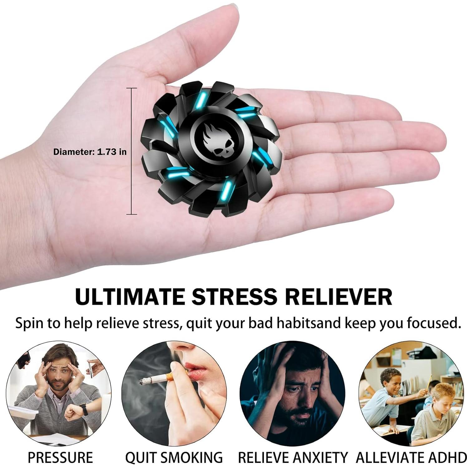 Spinner Antiestrés YIJO Negro Brillante en la Oscuridad