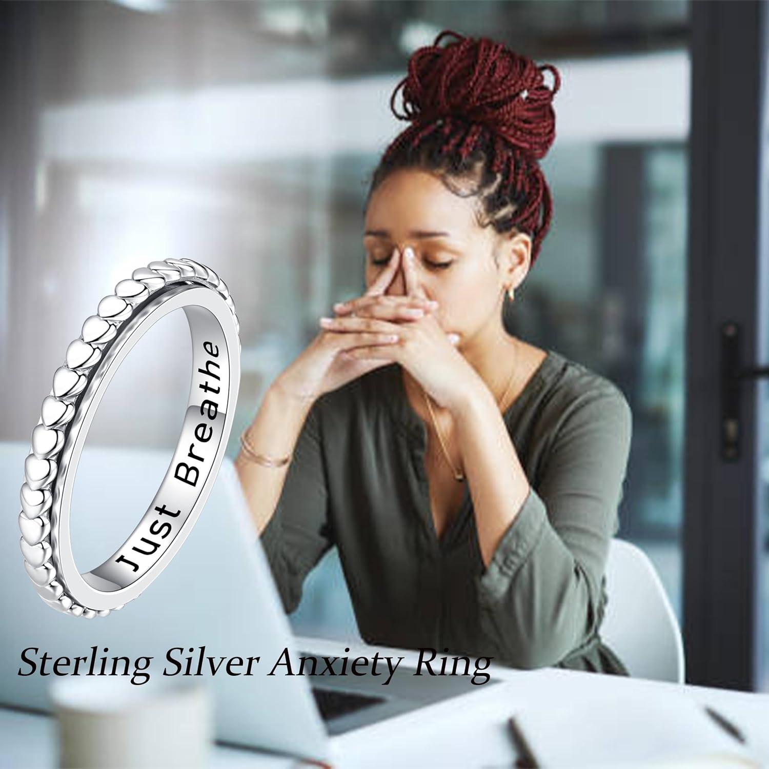 Anillo Antiestrés Giratorio Plata Esterlina 925 para Mujeres