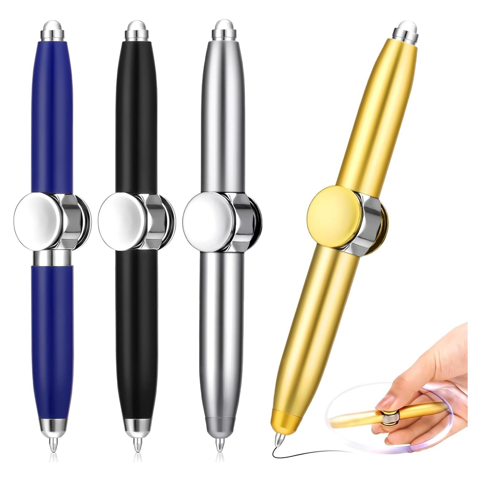 4 Bolígrafos Antiestrés HEQU con Luz LED y Diseño Ergonomico