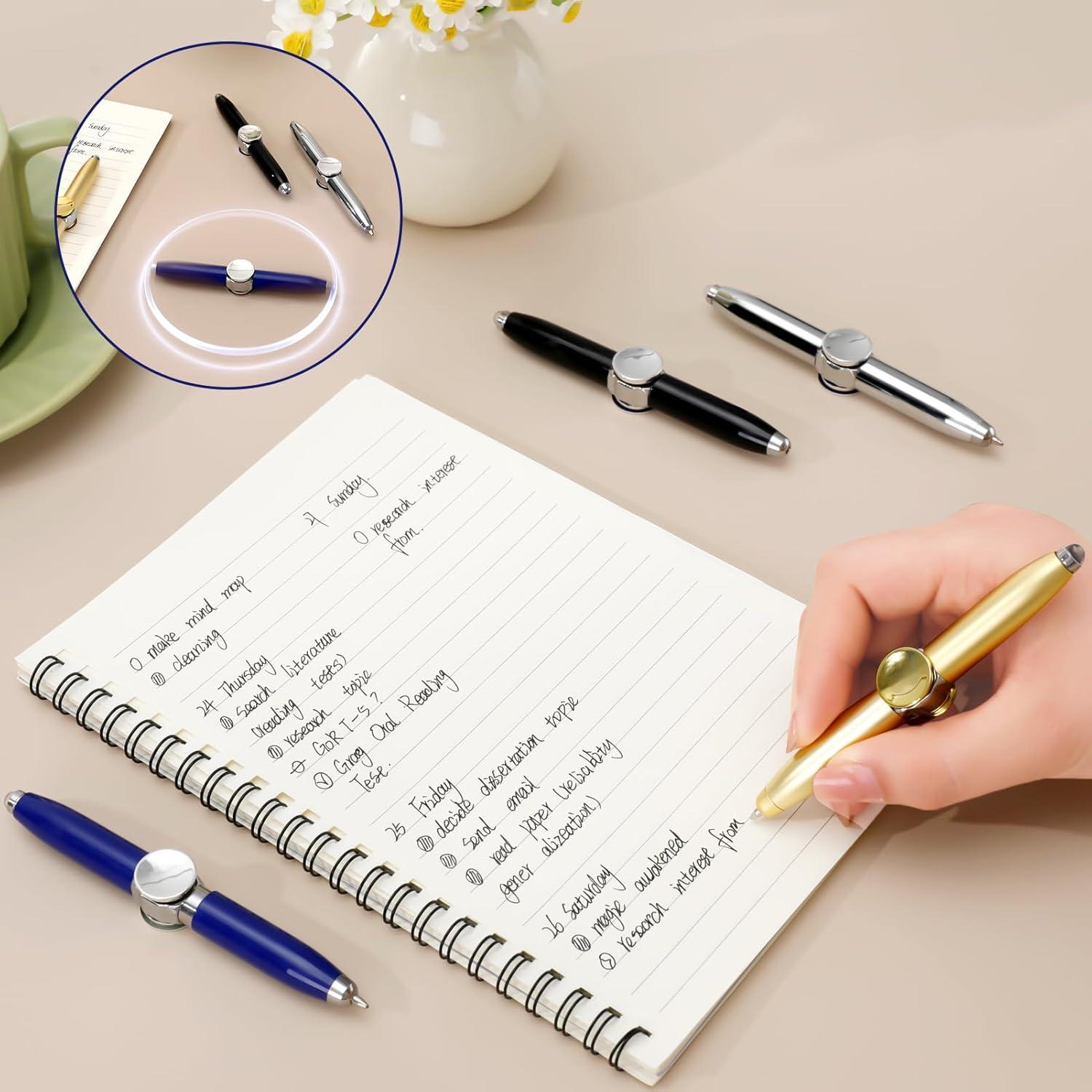 4 Bolígrafos Antiestrés HEQU con Luz LED y Diseño Ergonomico