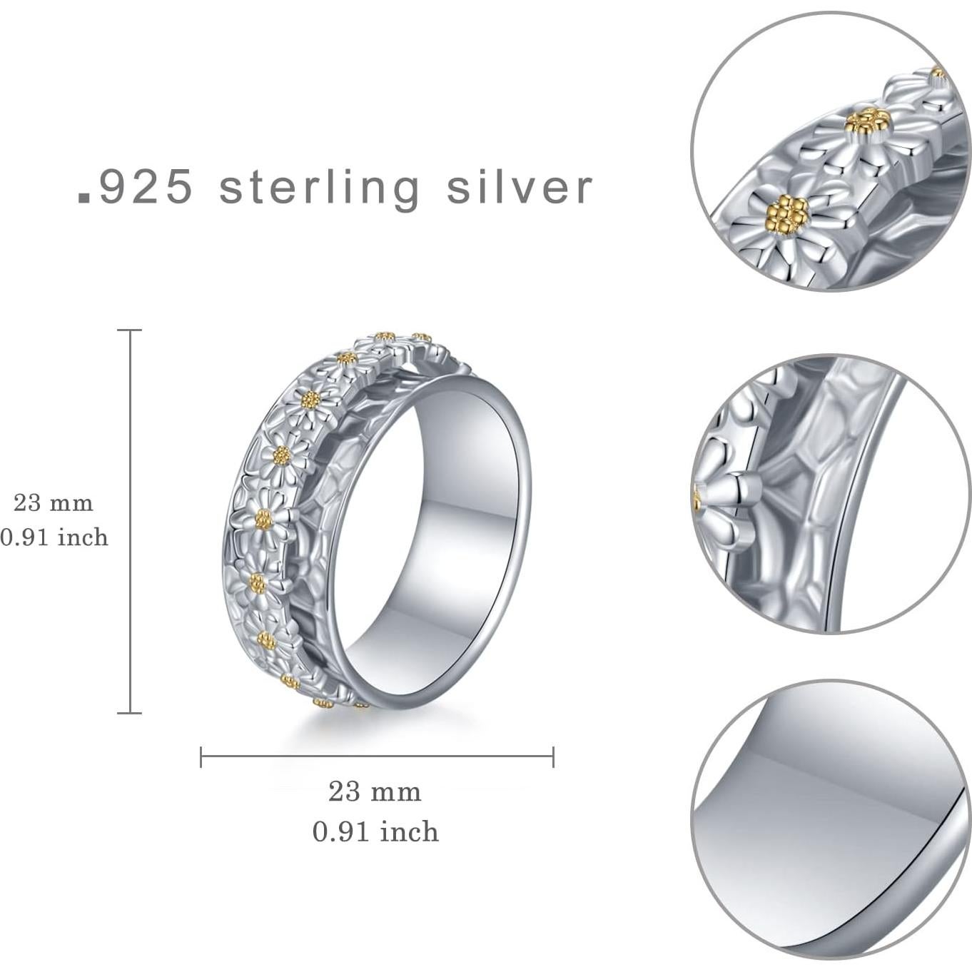Anillo giratorio de ansiedad Daisy 925 plata esterlina 7