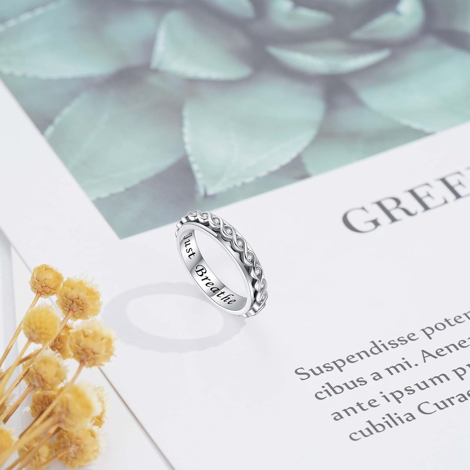 Anillo Fidget Spinner ReBest Plata Esterlina 925 para Ansiedad