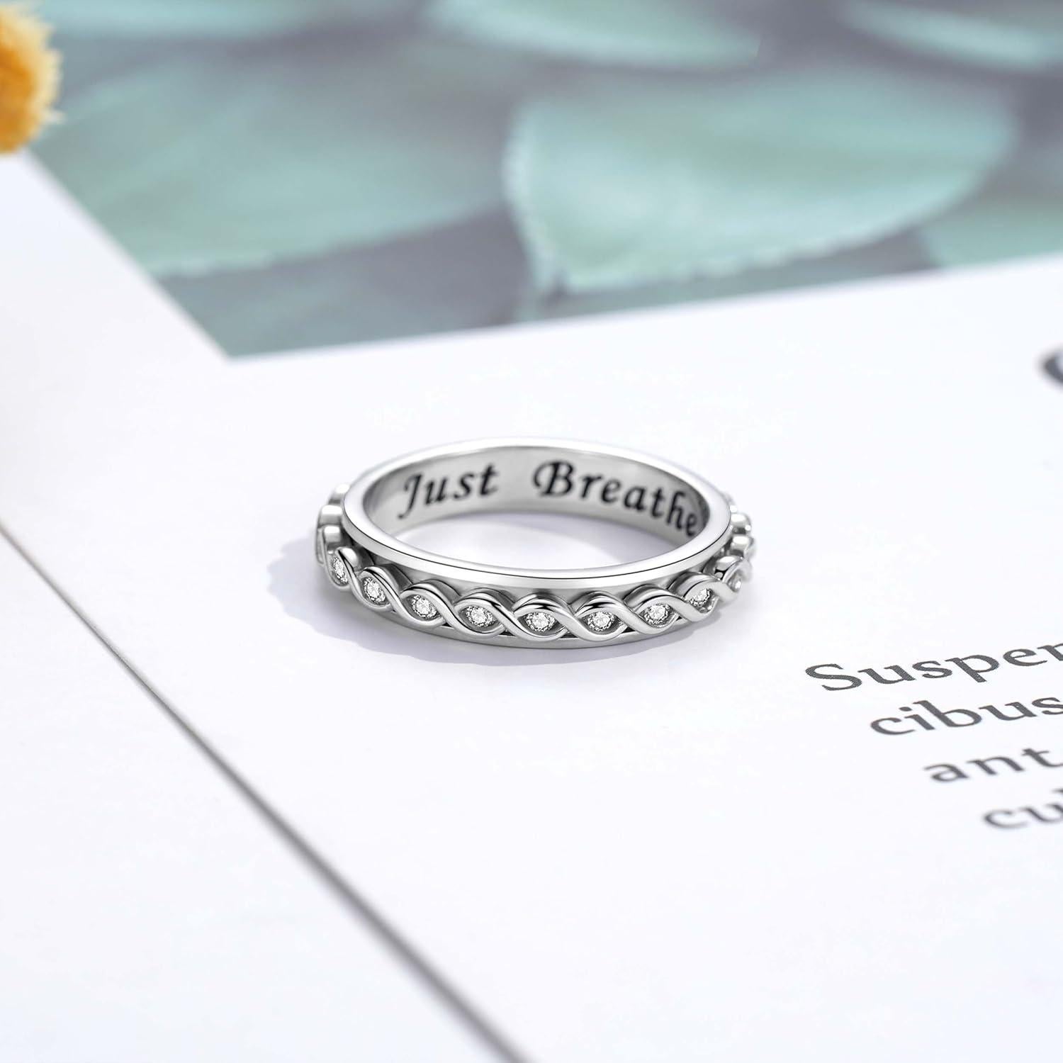 Anillo Fidget Spinner ReBest Plata Esterlina 925 para Ansiedad