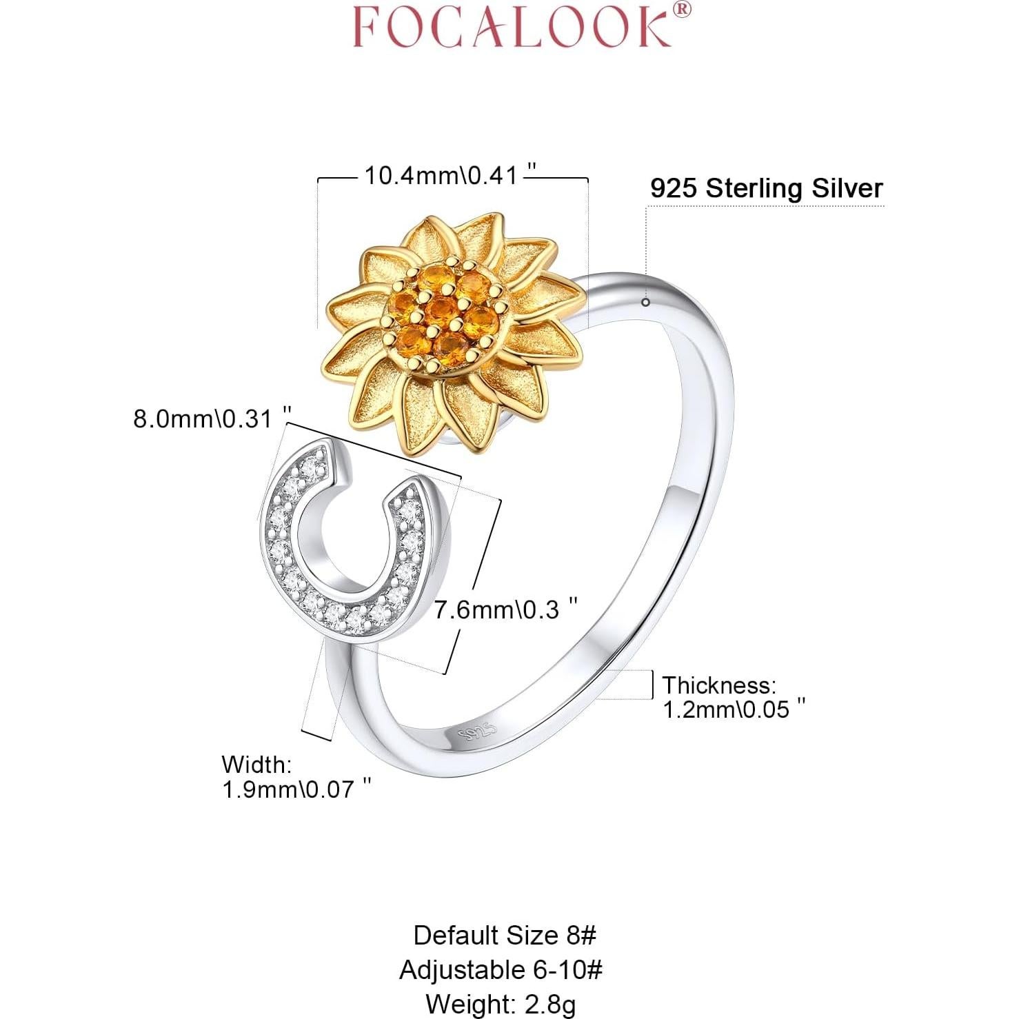 Anillo Fidget de Plata Esterlina 925 Focalook Giratorio