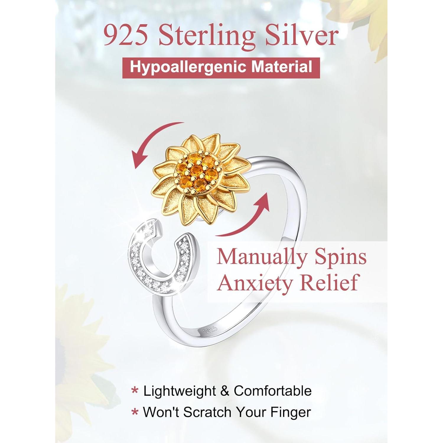 Anillo Fidget de Plata Esterlina 925 Focalook Giratorio