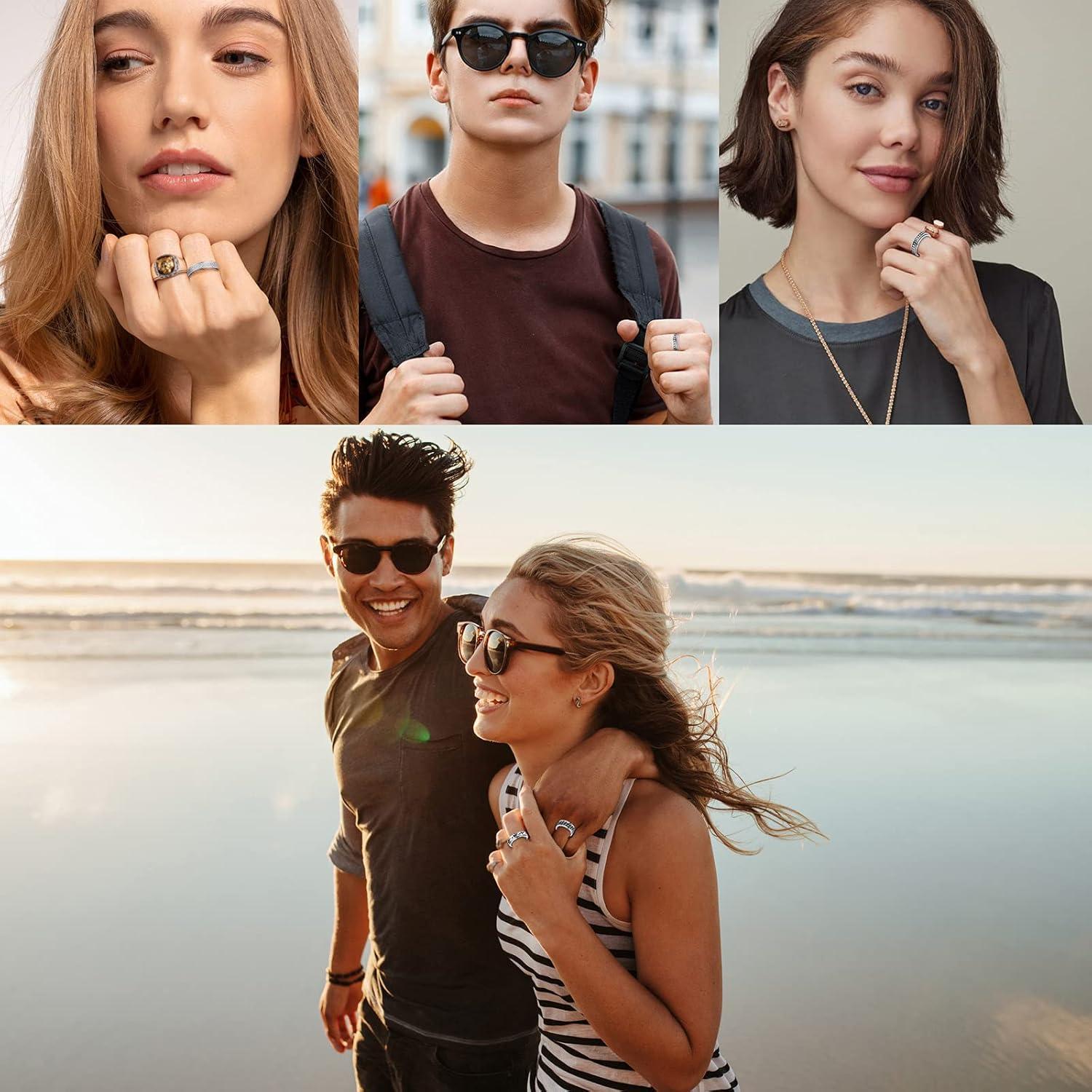 Anillos MUCAL Antiansiedad 8pcs Acero Inoxidable Unisex