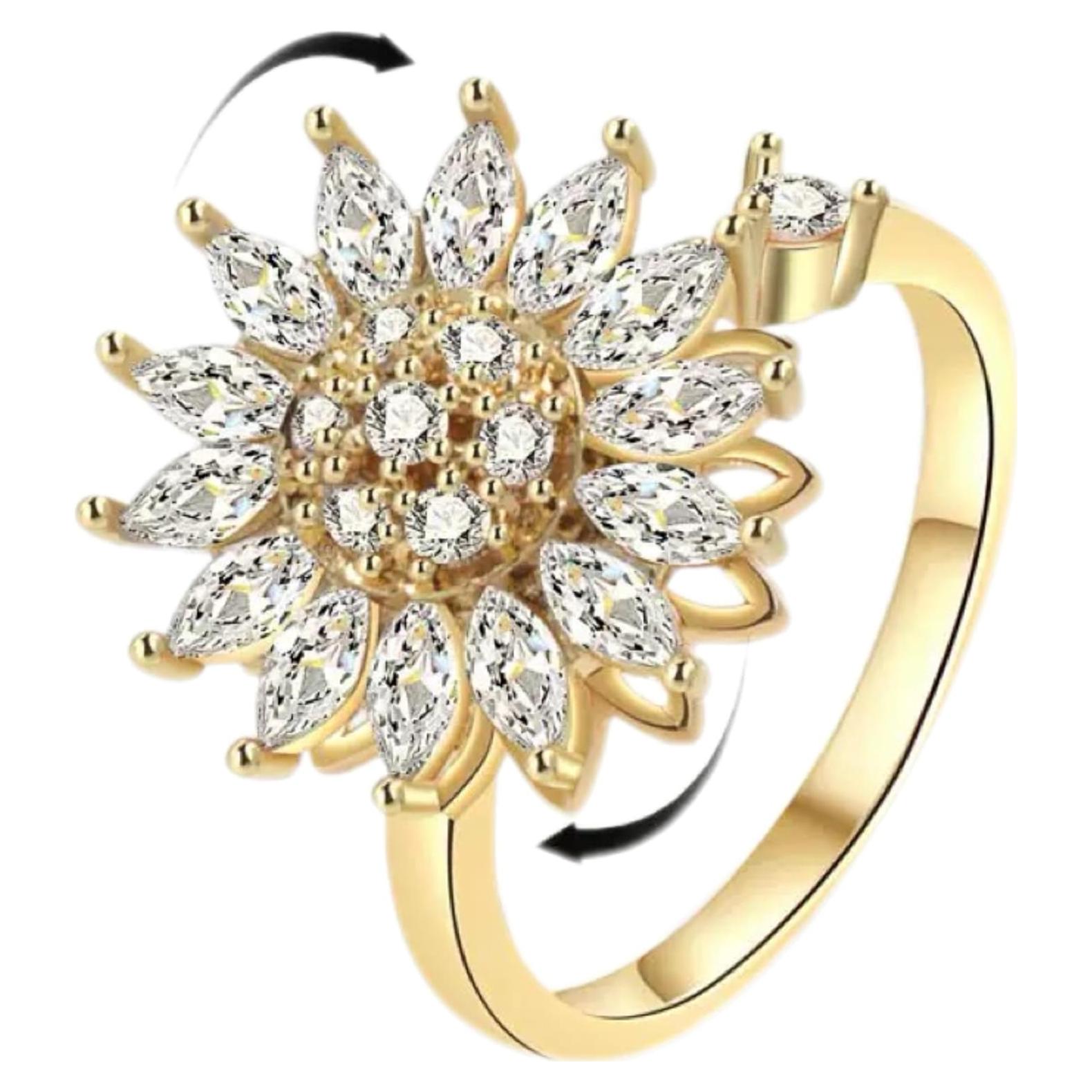 Anillo Fidget Antiestrés Ajustable Estrella Luna Plata