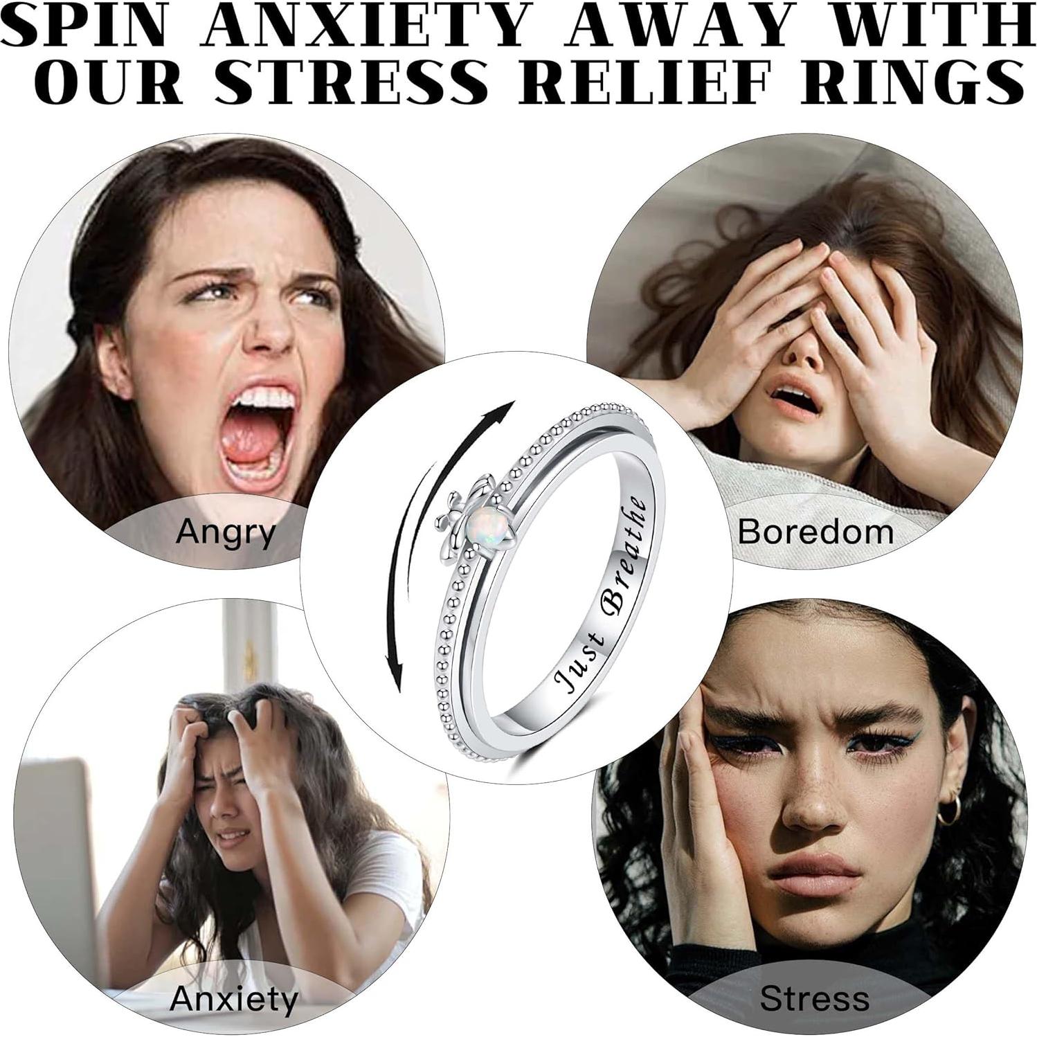 Anillo de Alivio de Ansiedad Nisgoin Plata 925 Just Breathe