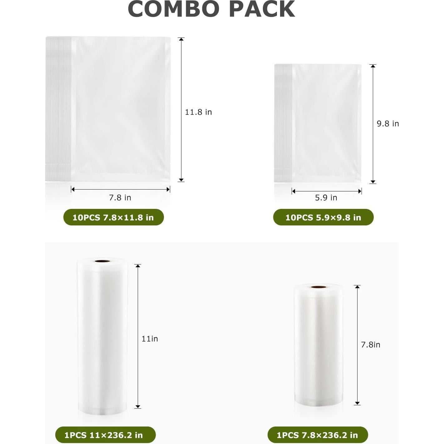 Selladora al Vacío Bonsenkitchen 2100 Plata con 20 Bolsas