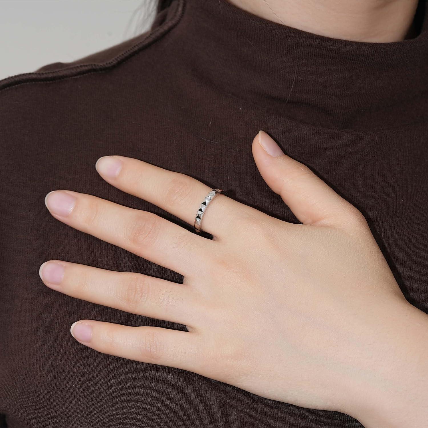 Anillo de Ansiedad Geométrico Plata Esterlina 3mm Tamaño 7