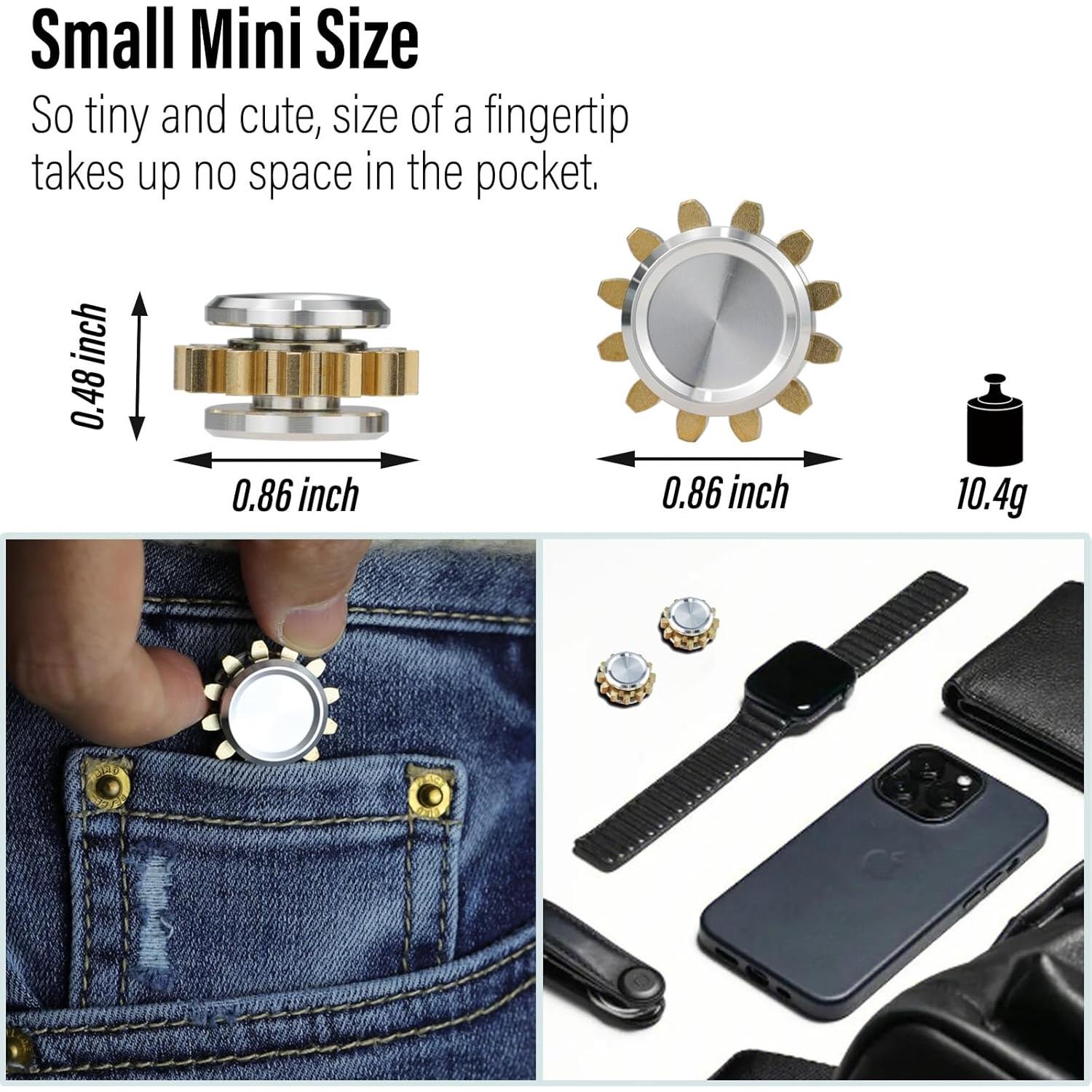 Fidget Spinner Engranaje Metal FREELOVE Mini 2,24 cm Plata-Latón