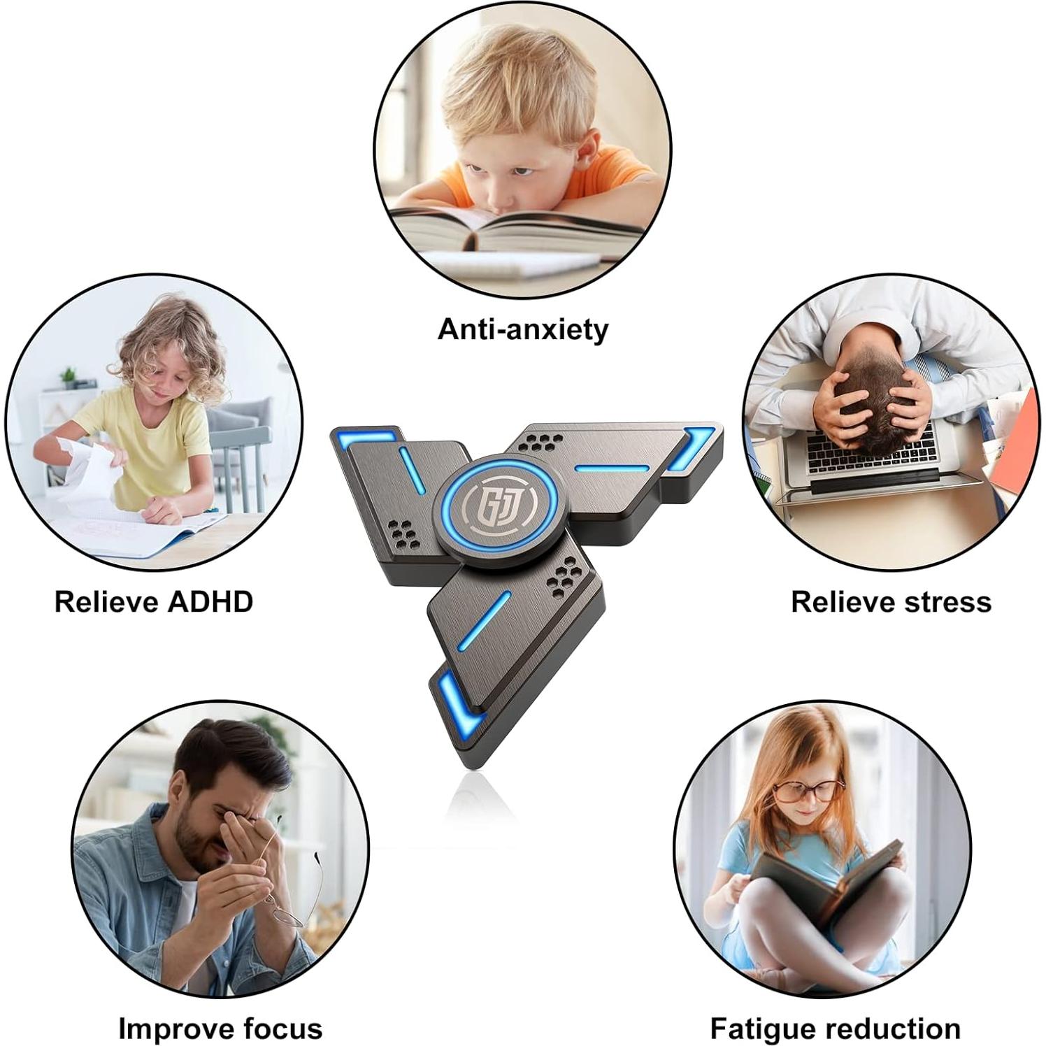 Fidget Spinner ATESSON Metal Iluminado Alivio Estrés 108g