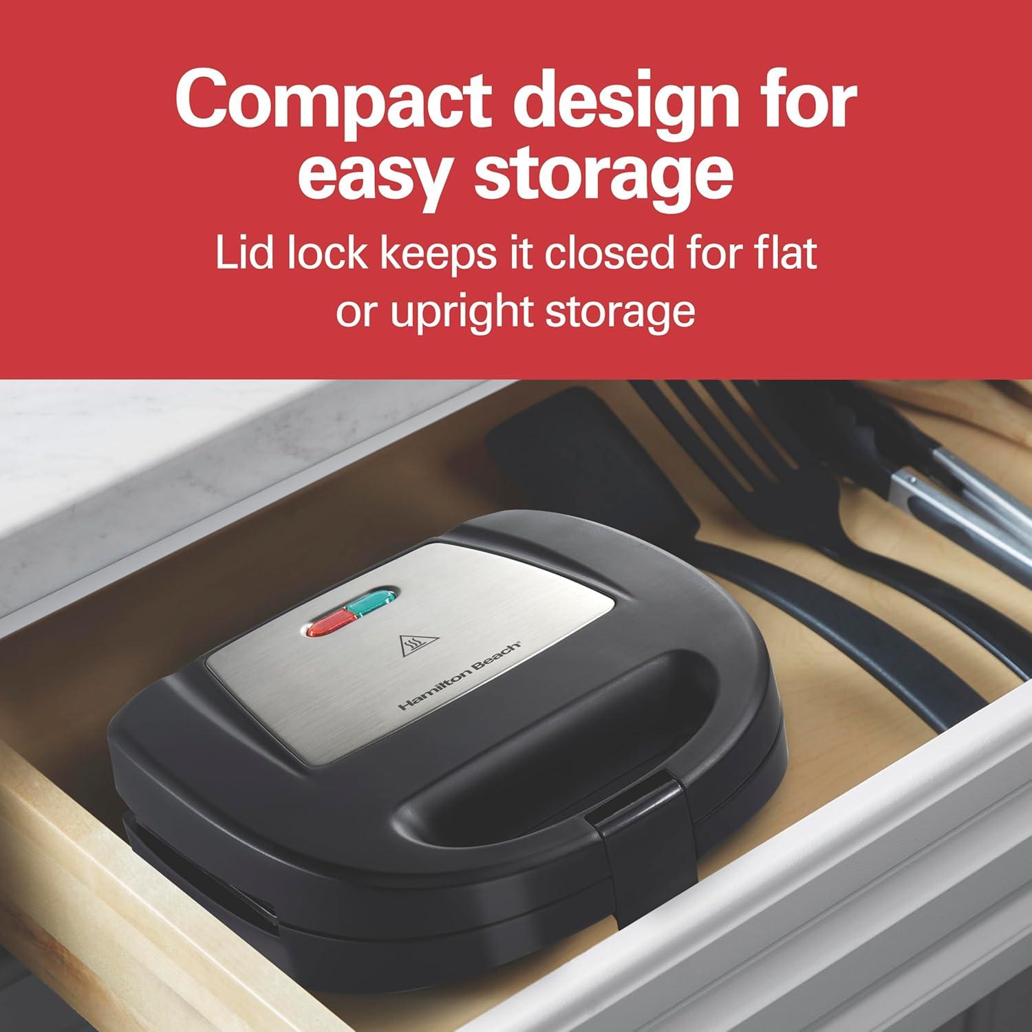 Máquina para Sándwiches Hamilton Beach 820W Compacta Negra