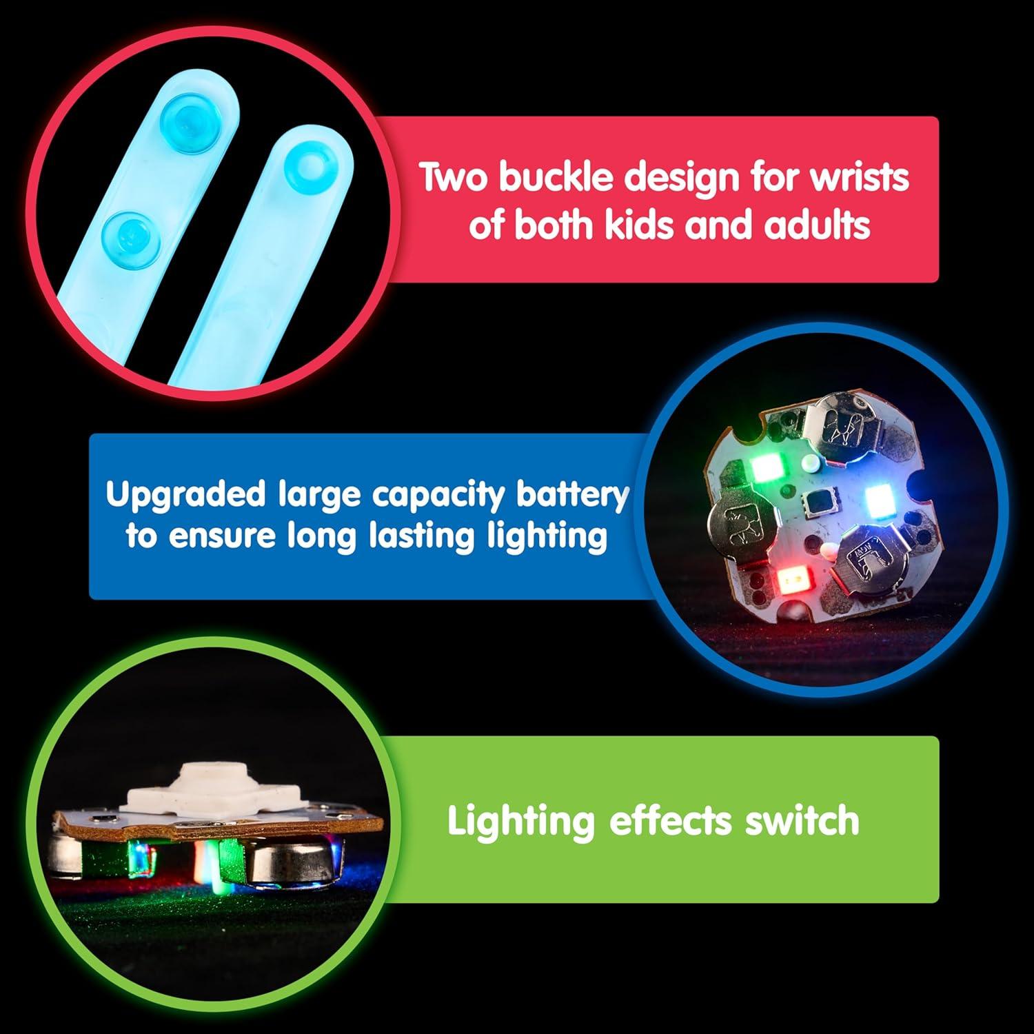 Pulseras Giratorias LED Joyin - 12 Unidades, Ajustables