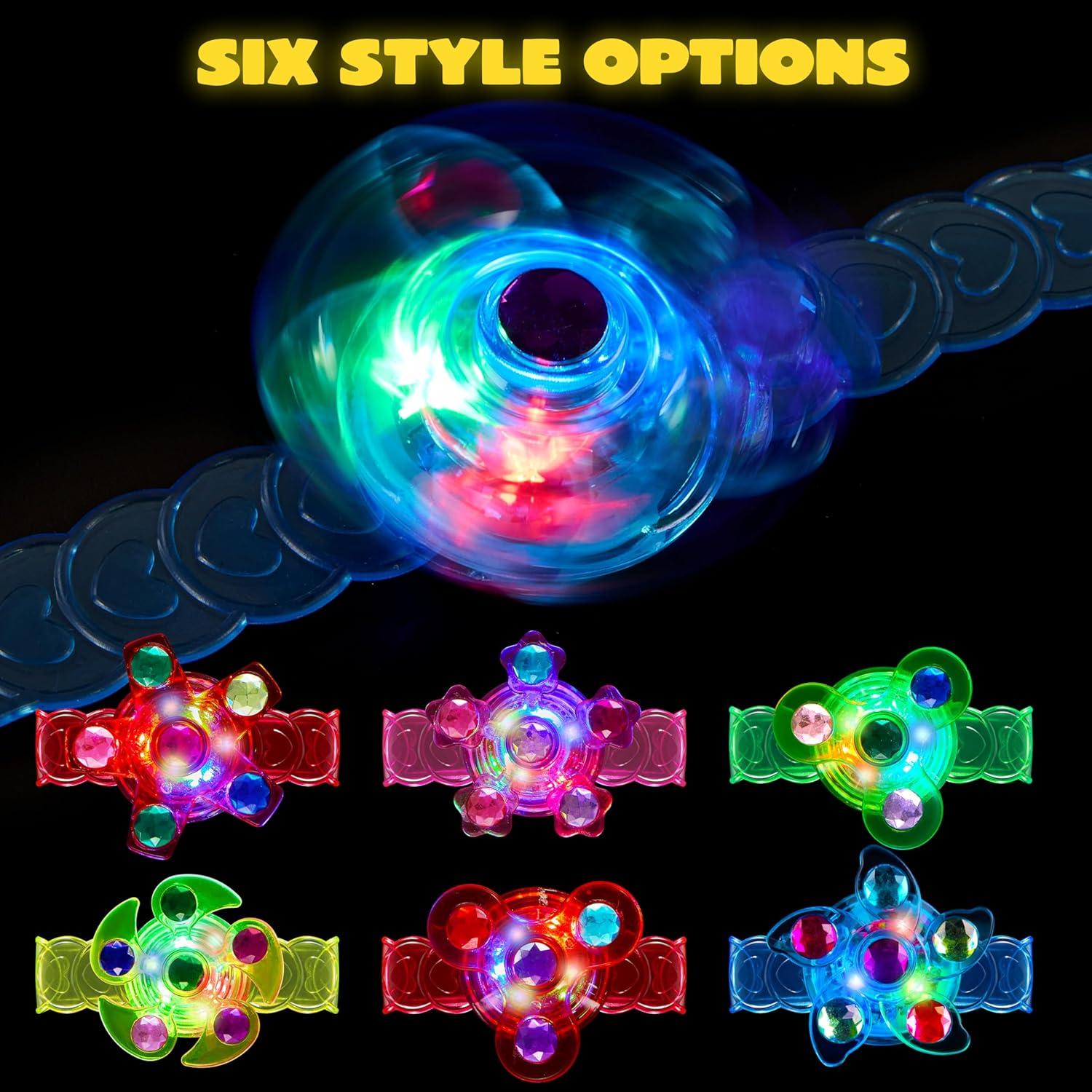 Pulseras Giratorias LED Joyin - 12 Unidades, Ajustables