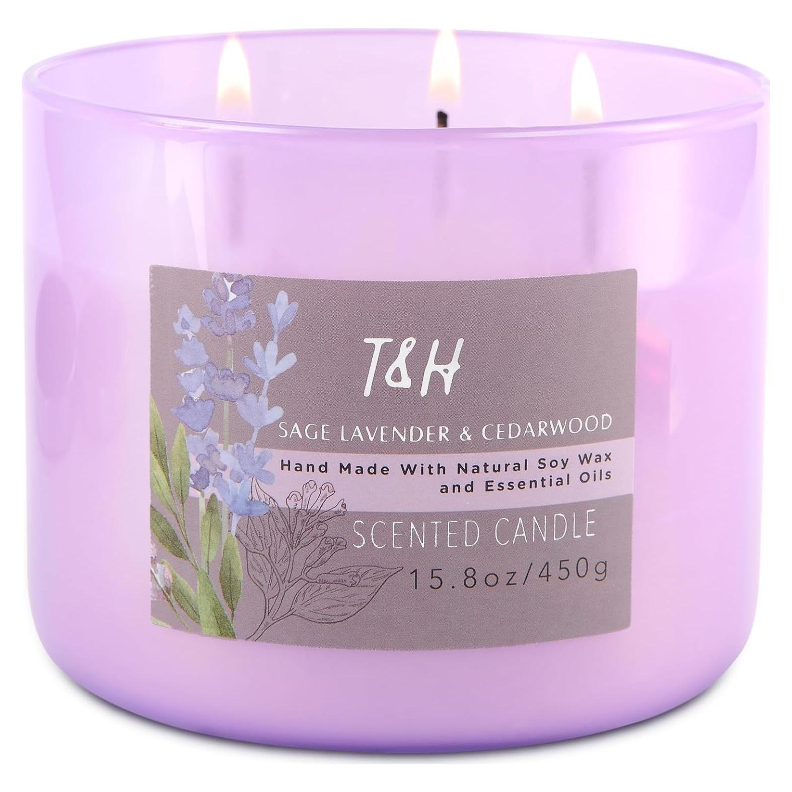 Vela Aromática de Soja 3 Mechas Salvia Lavanda 450 g