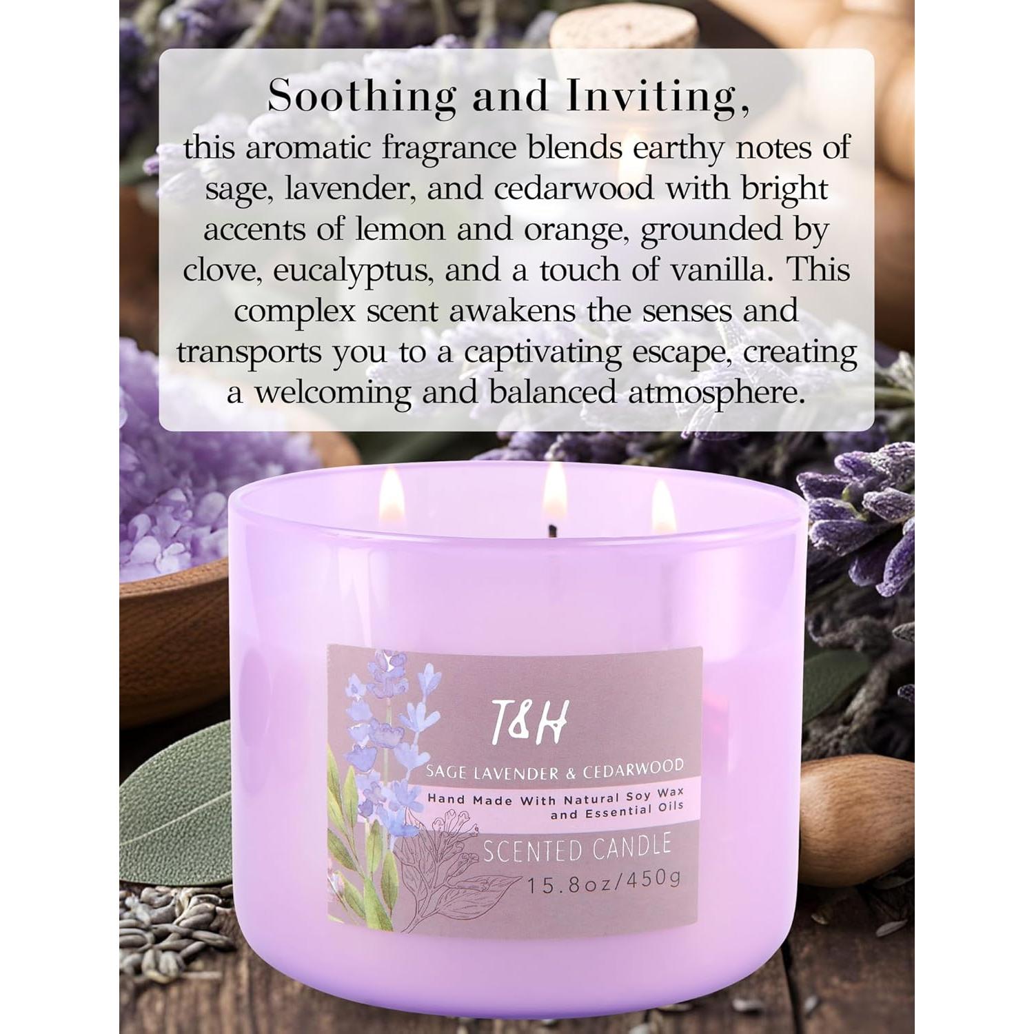 Vela Aromática de Soja 3 Mechas Salvia Lavanda 450 g