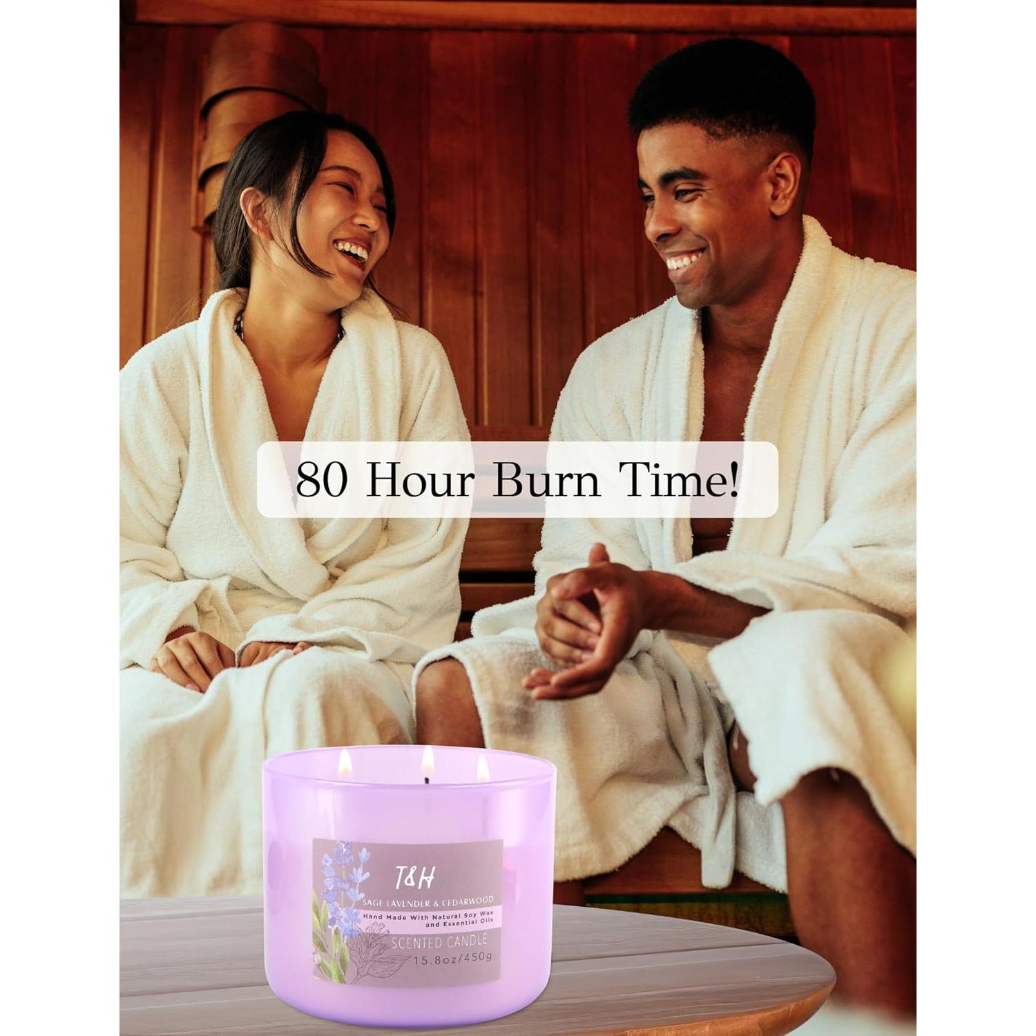 Vela Aromática de Soja 3 Mechas Salvia Lavanda 450 g