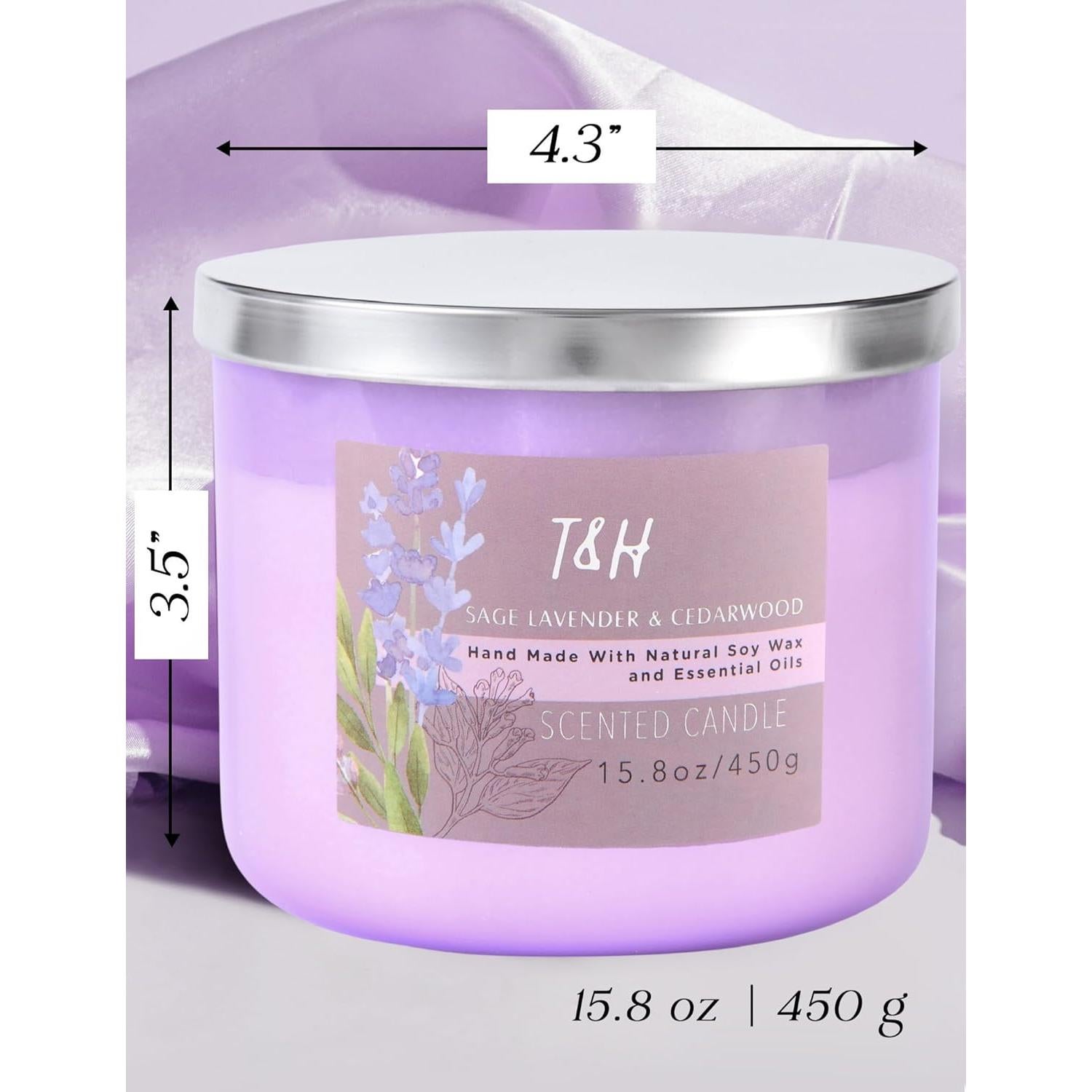 Vela Aromática de Soja 3 Mechas Salvia Lavanda 450 g
