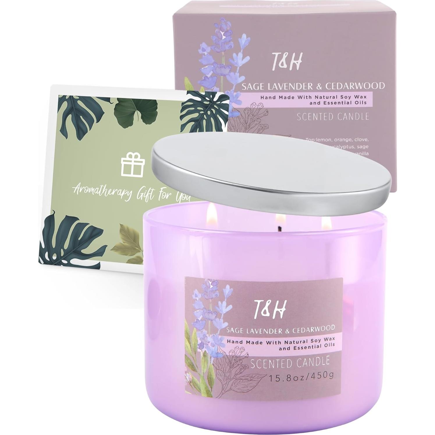 Vela Aromática de Soja 3 Mechas Salvia Lavanda 450 g