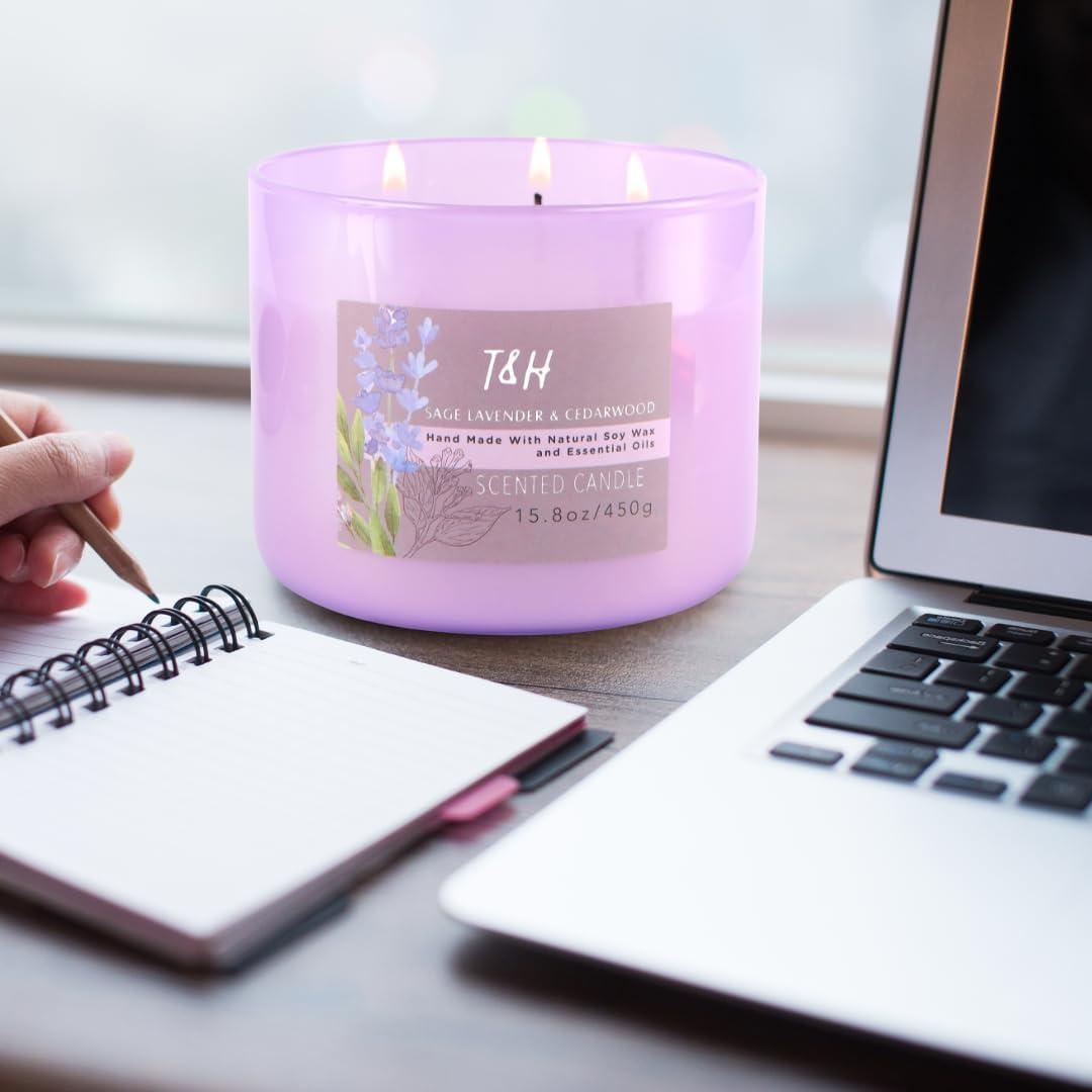 Vela Aromática de Soja 3 Mechas Salvia Lavanda 450 g