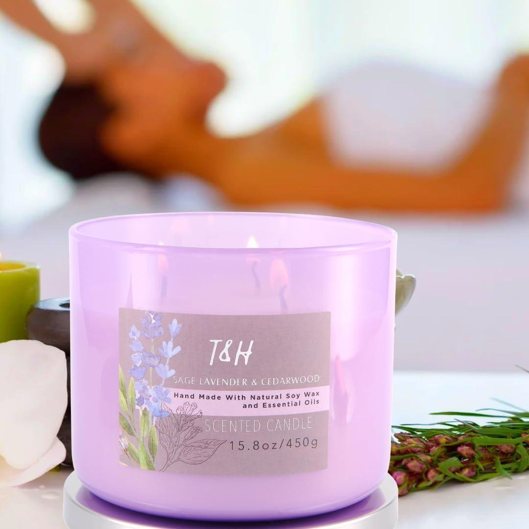 Vela Aromática de Soja 3 Mechas Salvia Lavanda 450 g