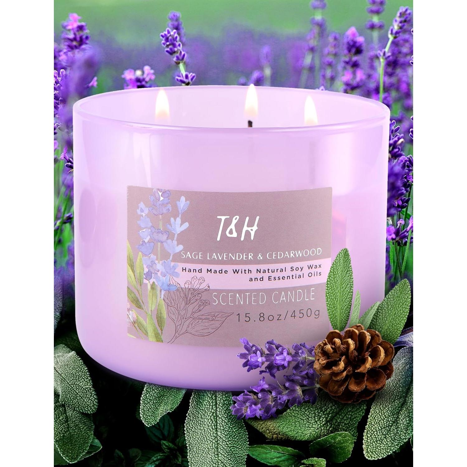 Vela Aromática de Soja 3 Mechas Salvia Lavanda 450 g