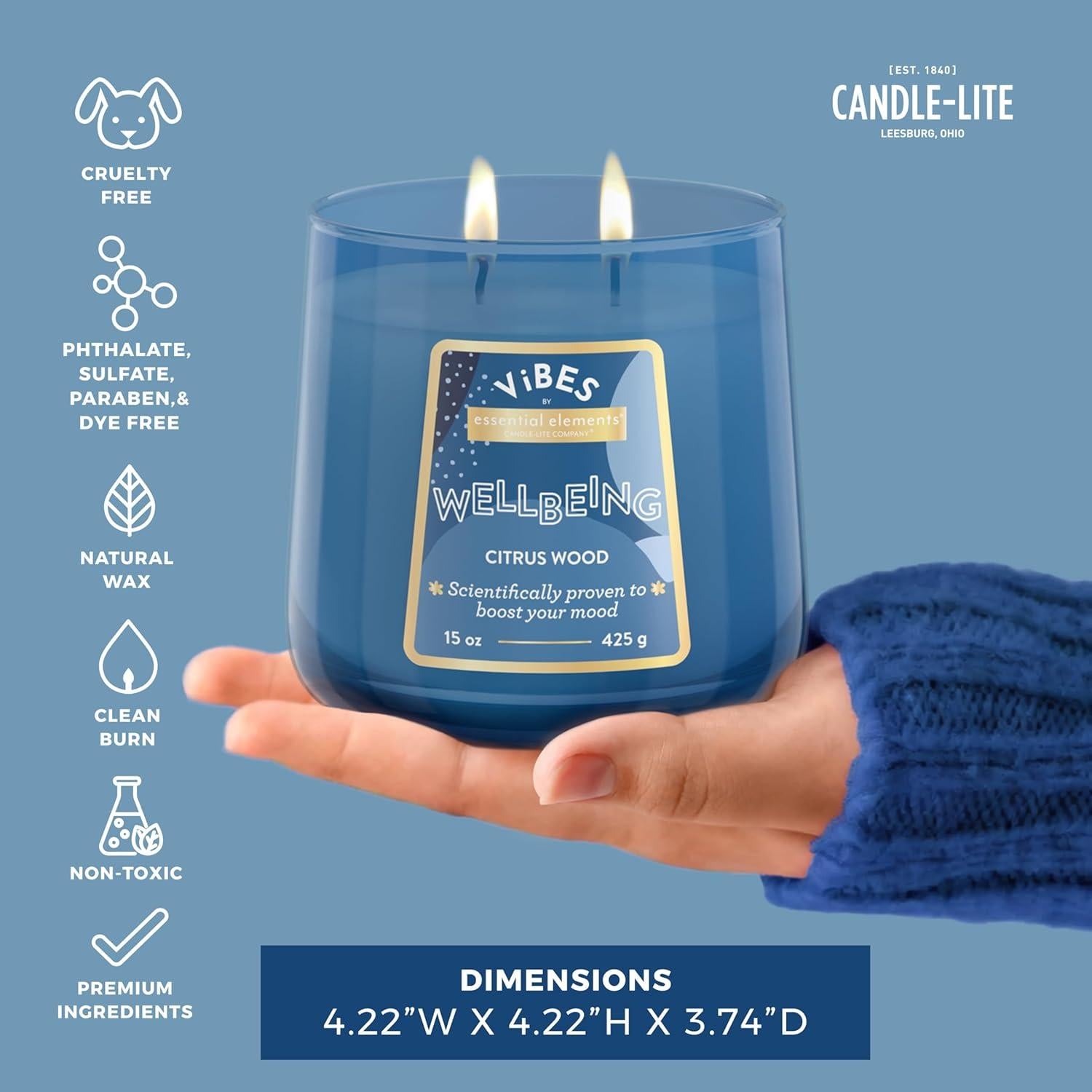 Vela Aromática Candle-Lite 15 oz 2 Mechas Bienestar