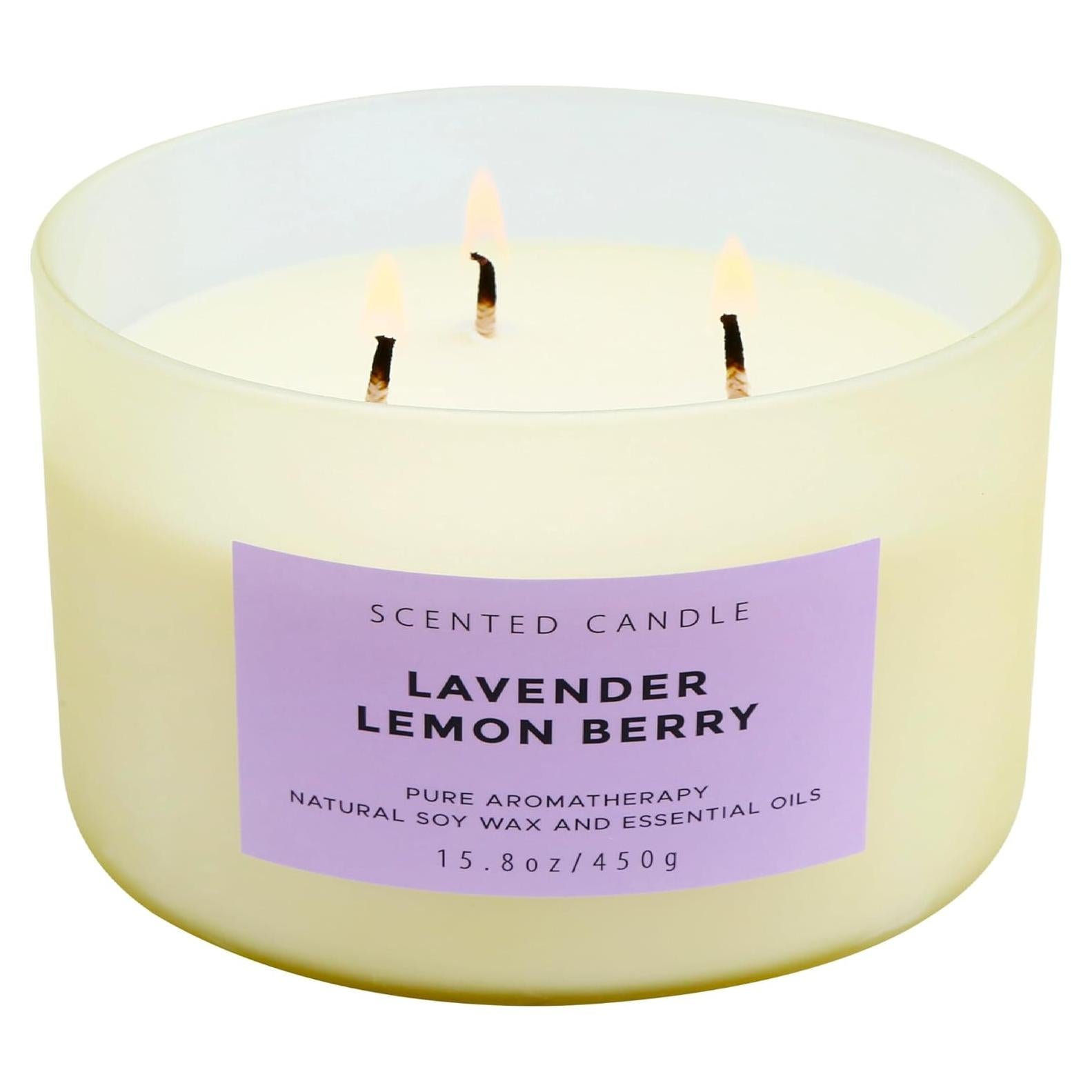 Vela Aromática de Soja T&H 3 Mechas Lavanda 450 g