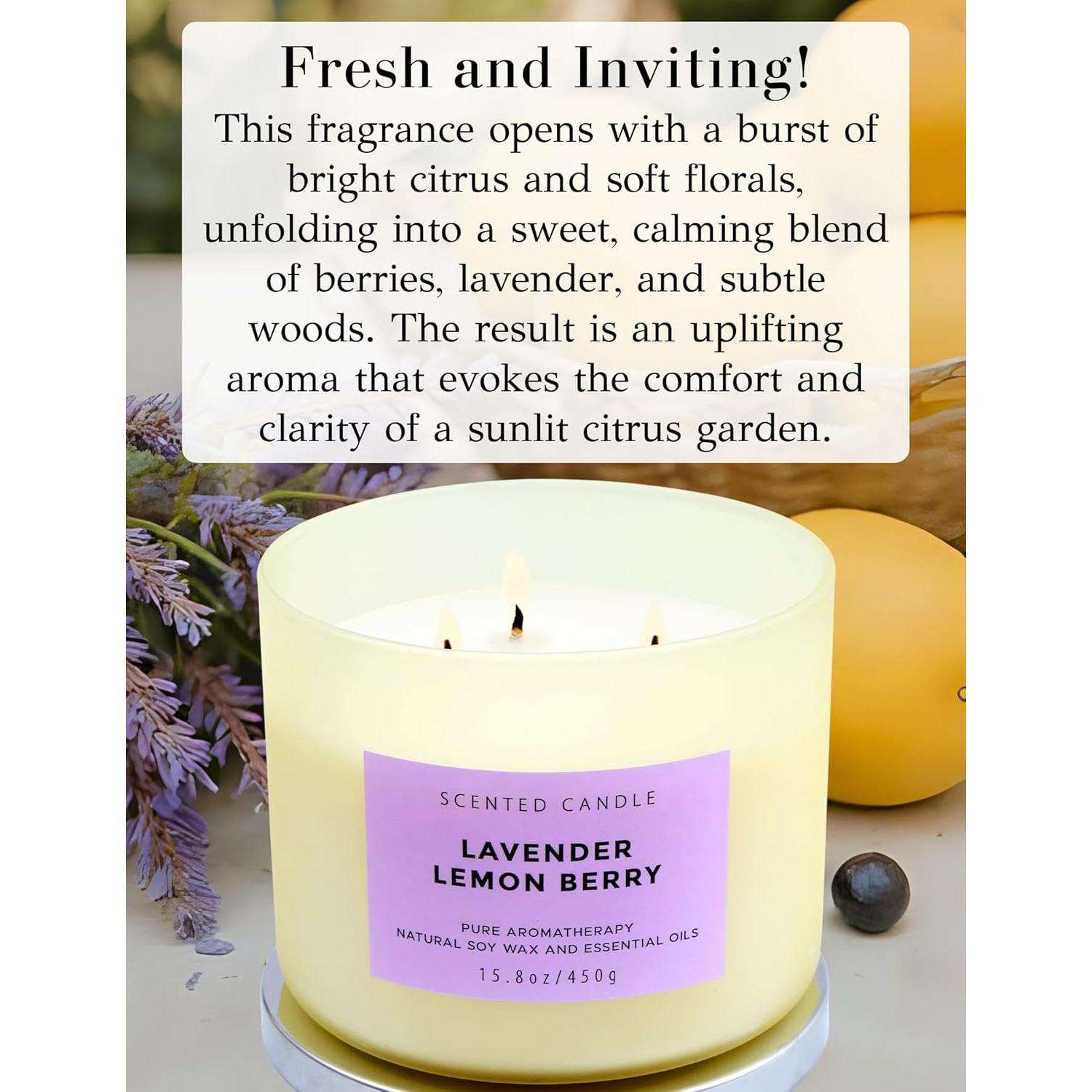 Vela Aromática de Soja T&H 3 Mechas Lavanda 450 g