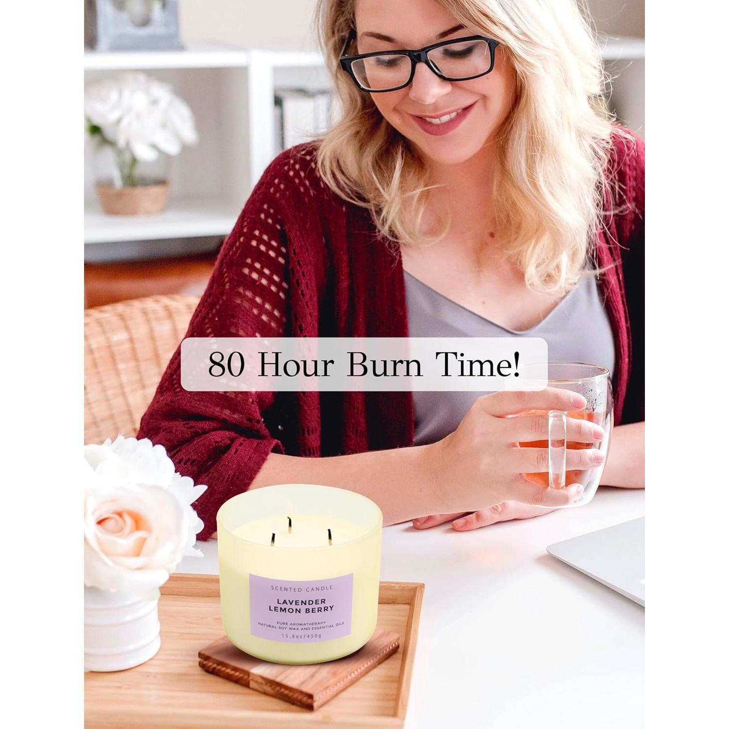 Vela Aromática de Soja T&H 3 Mechas Lavanda 450 g