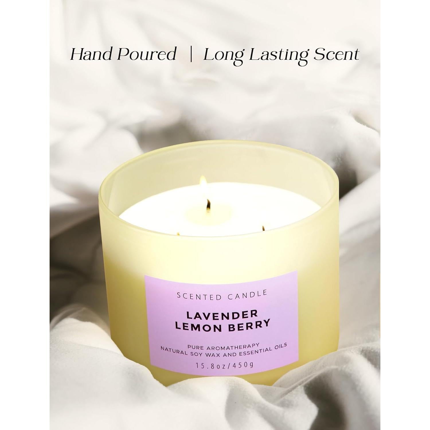 Vela Aromática de Soja T&H 3 Mechas Lavanda 450 g