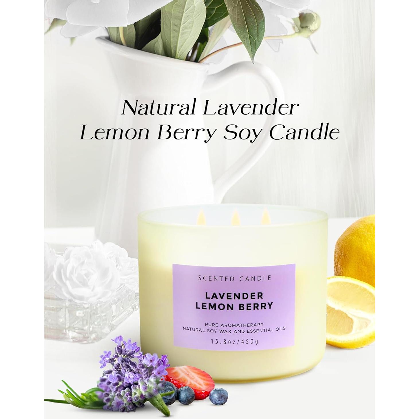 Vela Aromática de Soja T&H 3 Mechas Lavanda 450 g