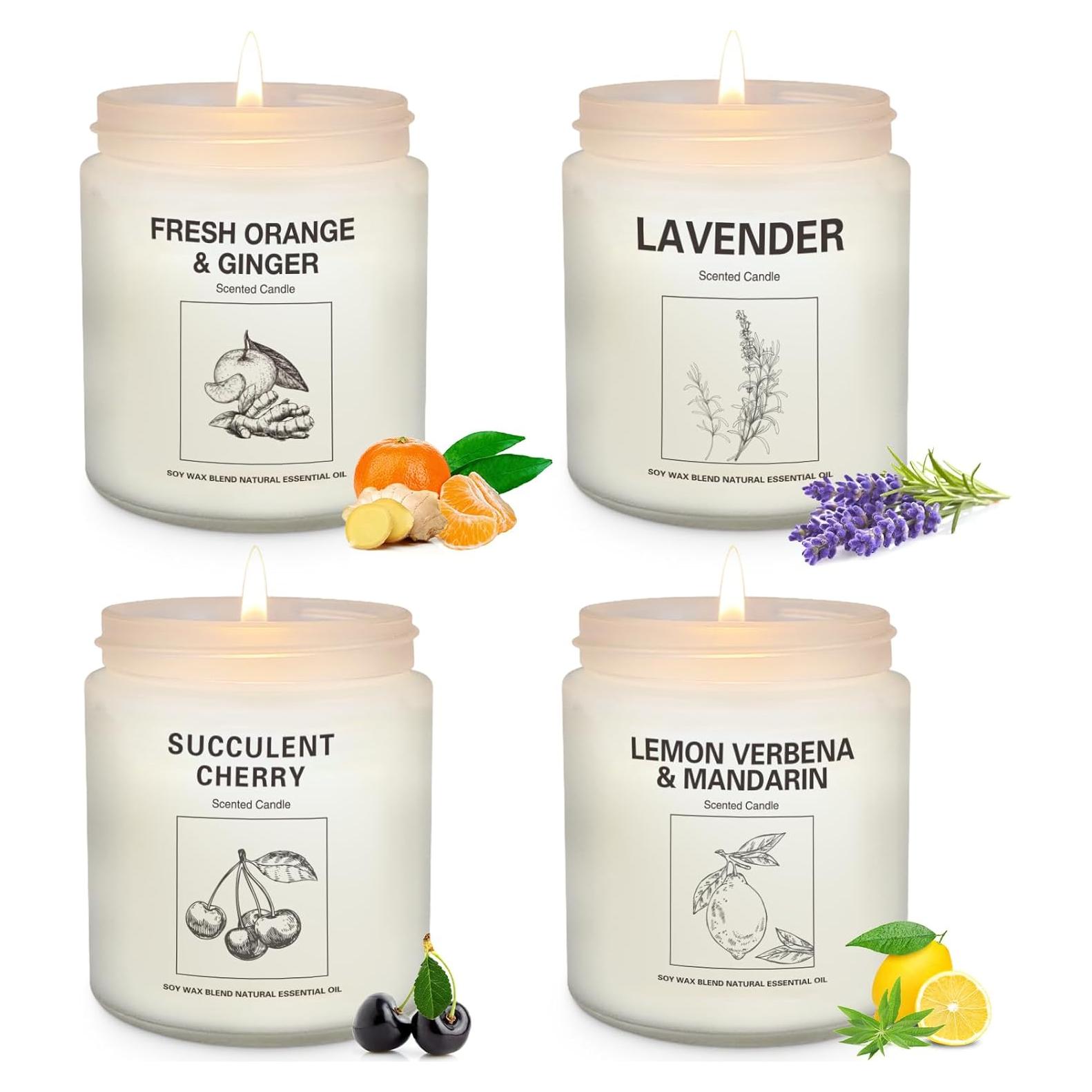 Velas Aromáticas de Cera de Soja Natural - 4 Aromas 201g