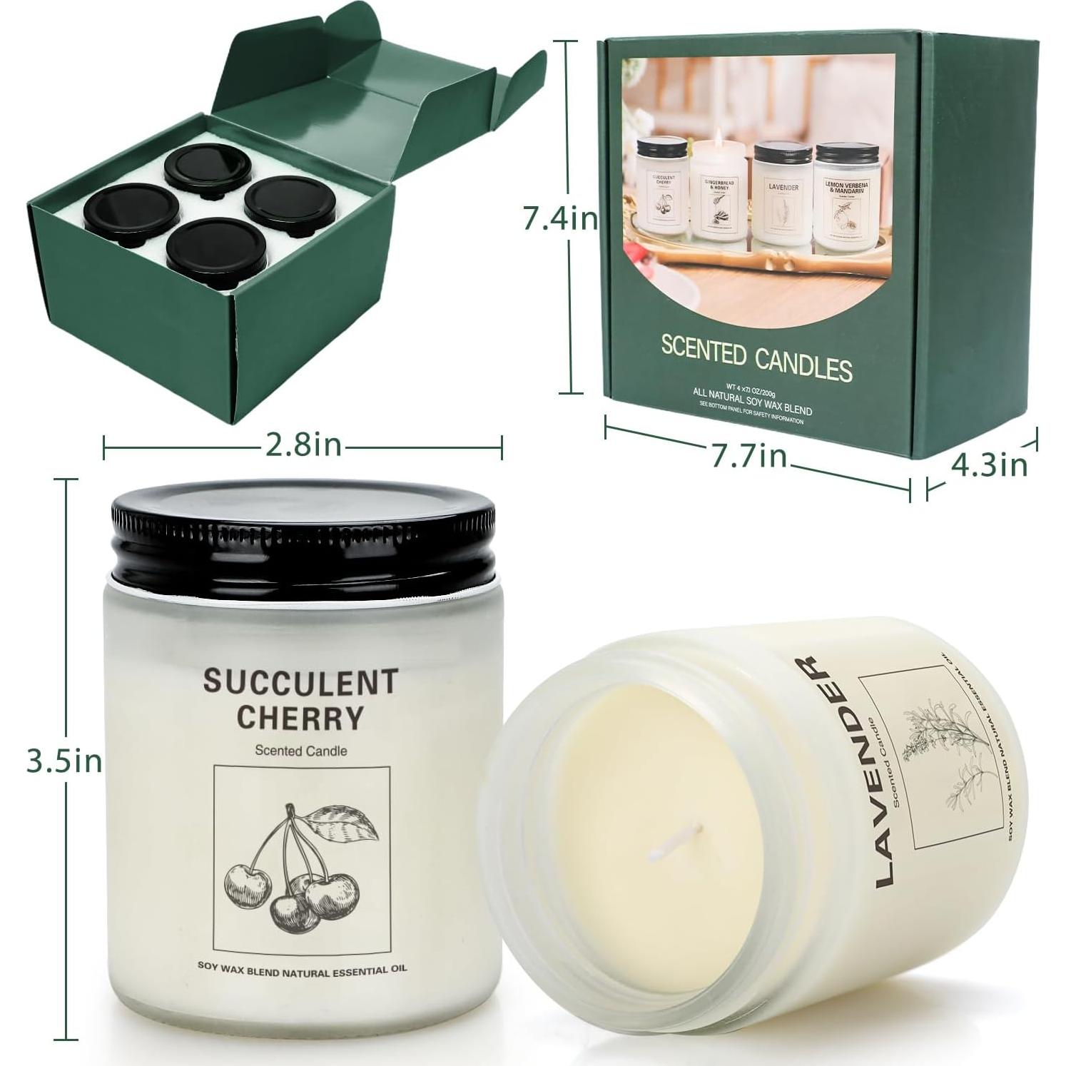 Velas Aromáticas de Cera de Soja Natural - 4 Aromas 201g