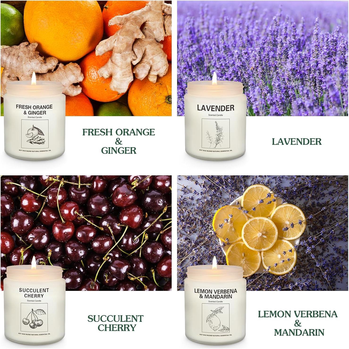 Velas Aromáticas de Cera de Soja Natural - 4 Aromas 201g