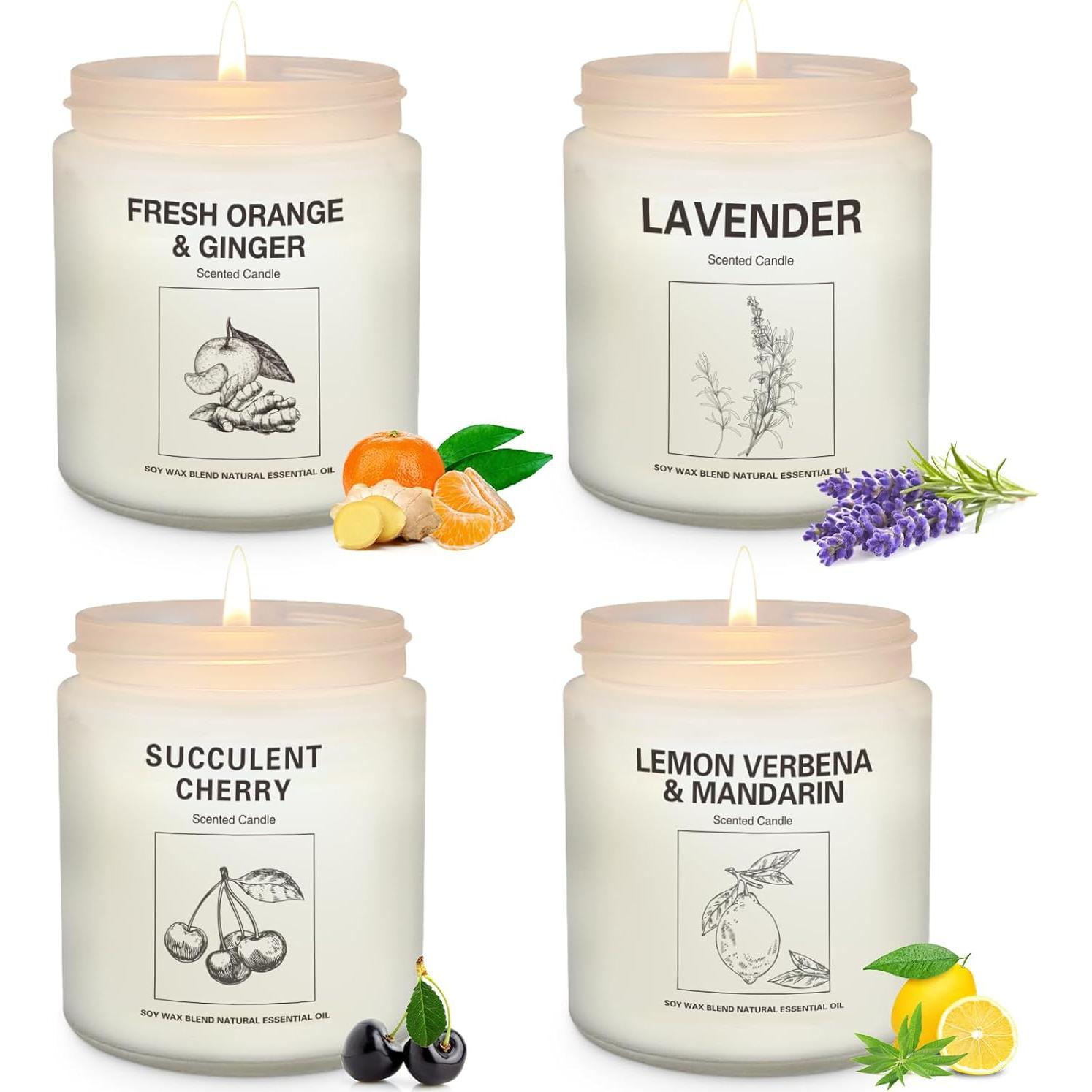 Velas Aromáticas de Cera de Soja Natural - 4 Aromas 201g
