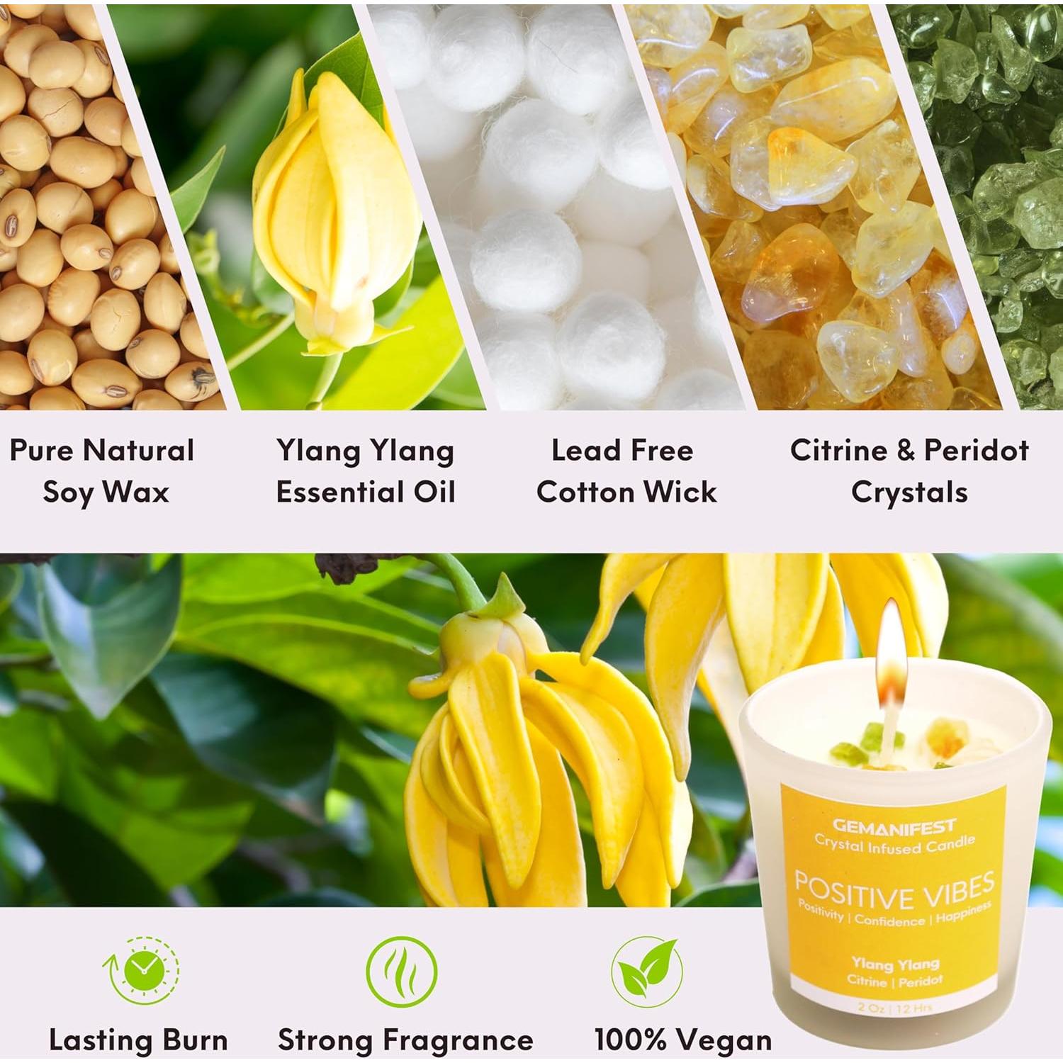 Vela de Manifestación Ylang Ylang con Cristales 190g