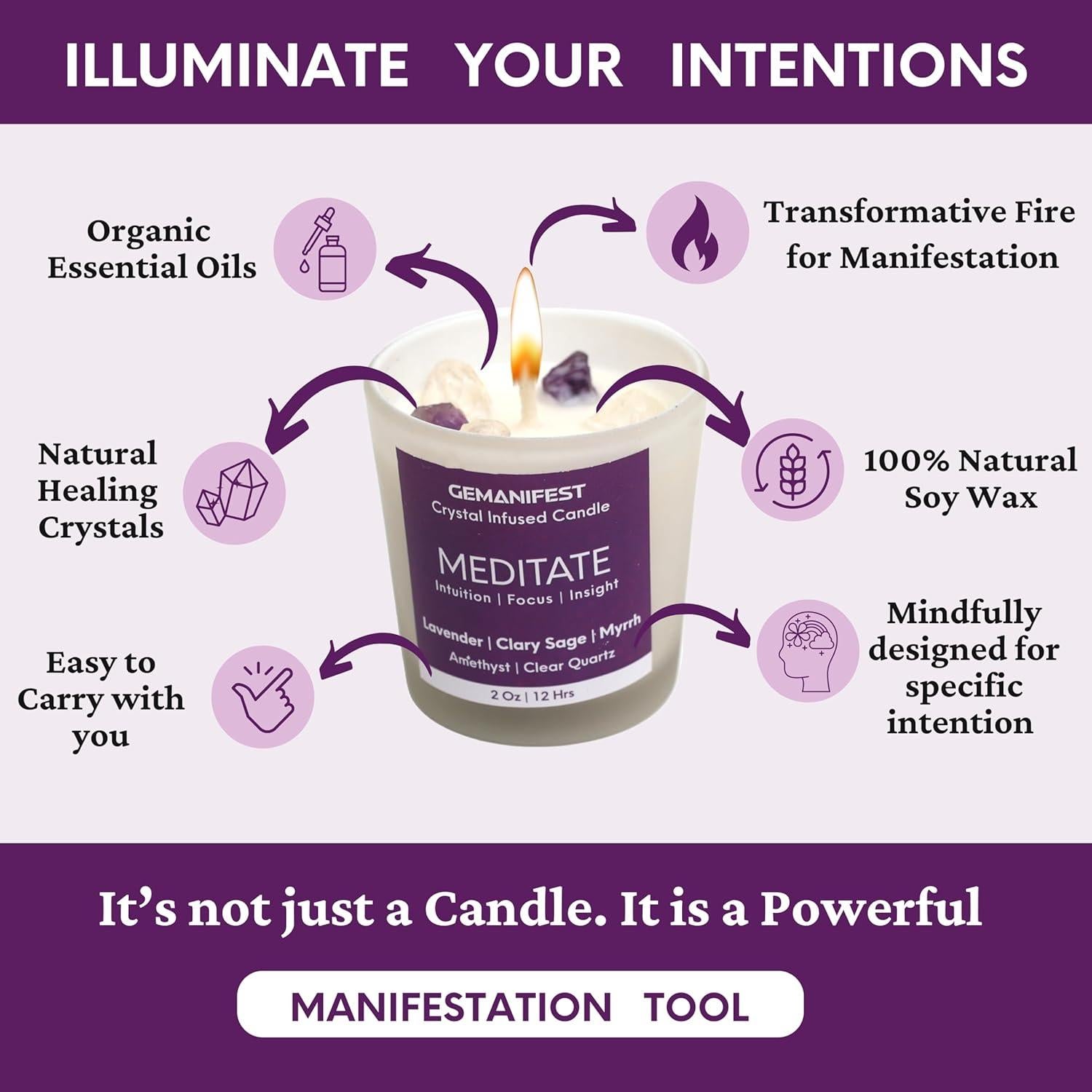 Vela de Manifestación Ylang Ylang con Cristales 190g