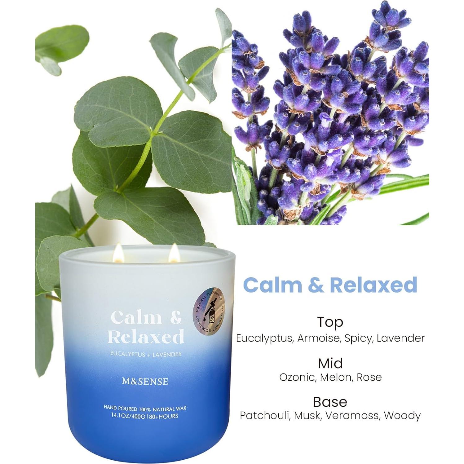 Vela Aromática M&SENSE Eucalipto y Lavanda 400g 80h