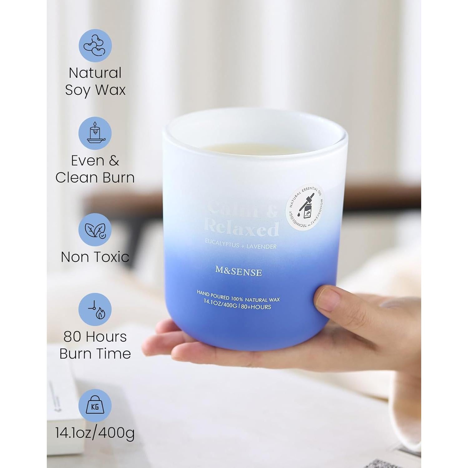 Vela Aromática M&SENSE Eucalipto y Lavanda 400g 80h