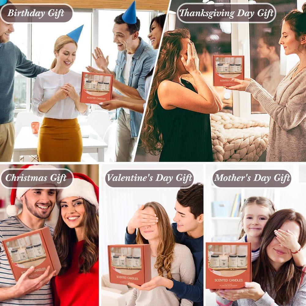 Set de 4 Velas Aromáticas de Cera de Soja - Lavanda, Manzana Canela, Hierba de Limón