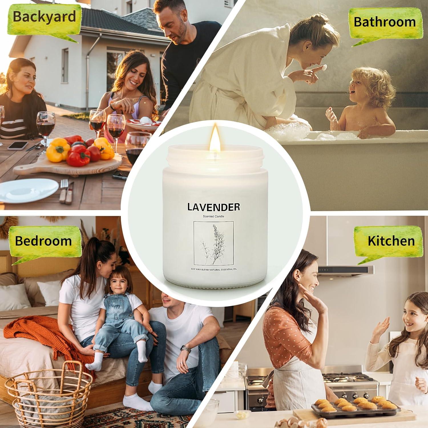 Set de 4 Velas Aromáticas de Cera de Soja - Lavanda, Manzana Canela, Hierba de Limón