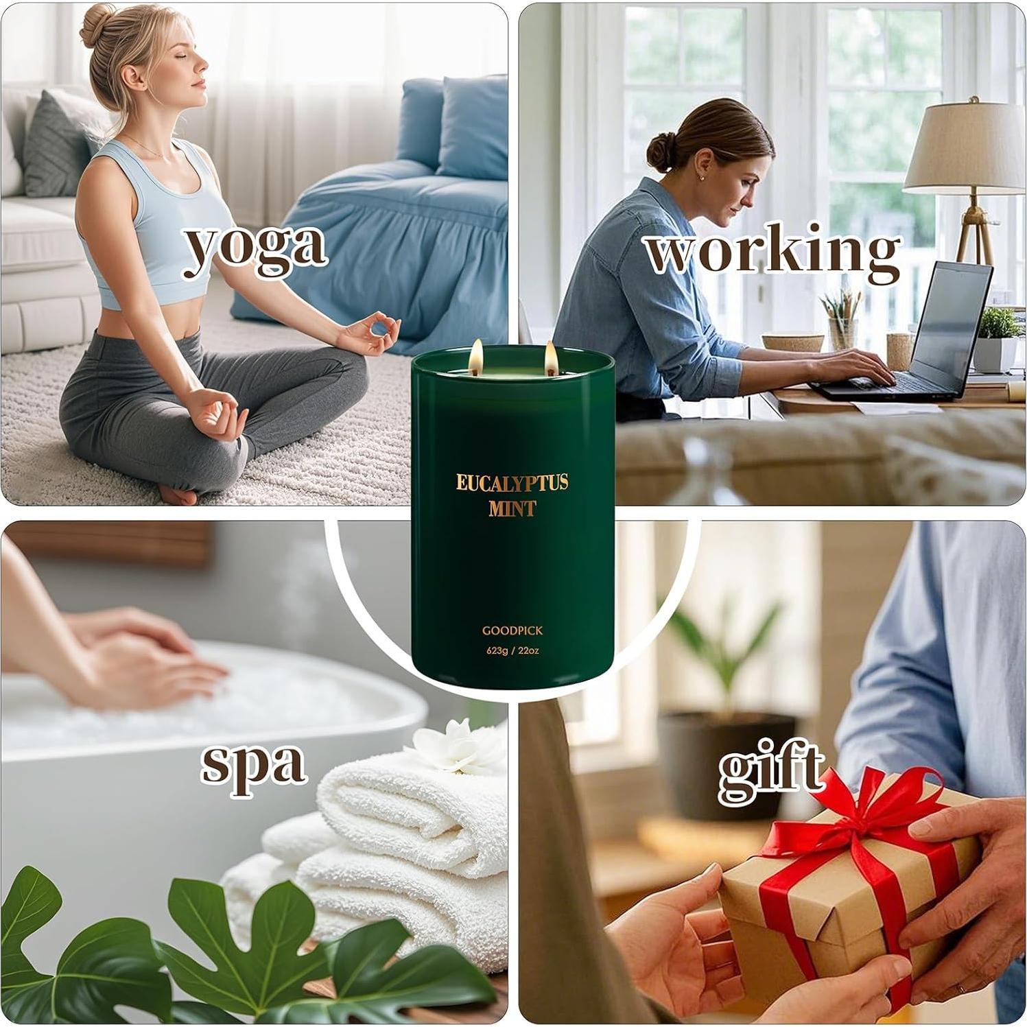 Vela Aromática Goodpick Eucalipto y Menta 22oz 120 Horas