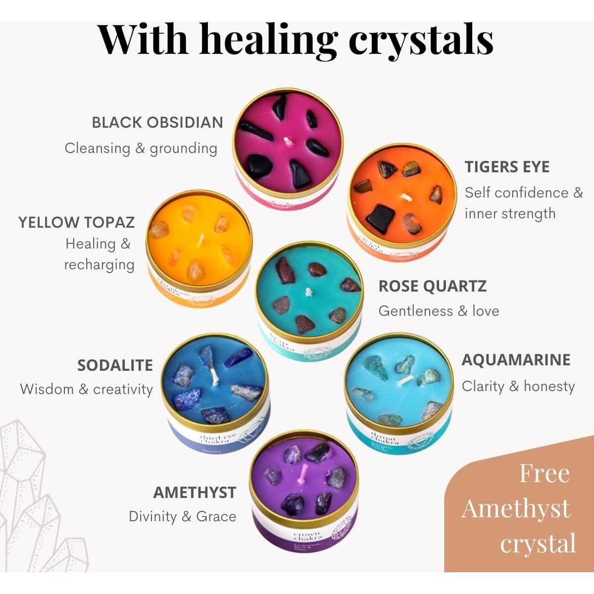 Juego de Velas Chakra Allegorie con Cristales 7 Piezas