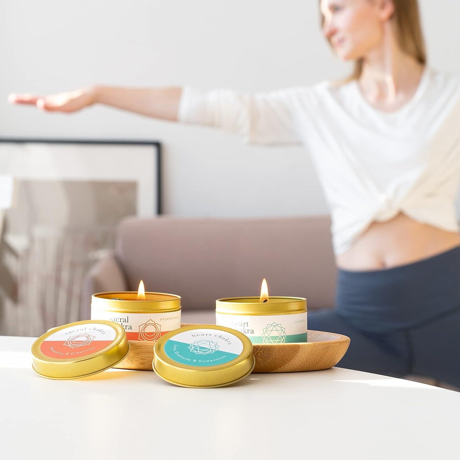 Juego de Velas Chakra Allegorie con Cristales 7 Piezas