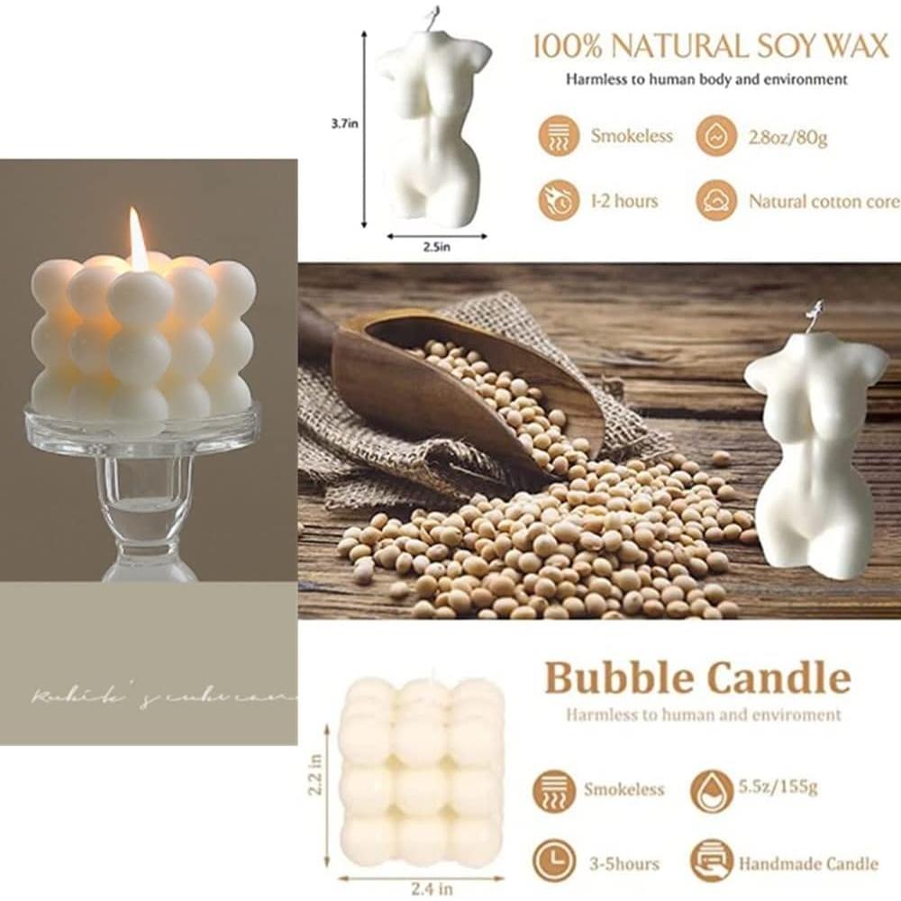 2 Velas Aromáticas Burbuja Cera de Soja OUKEYI Decoración