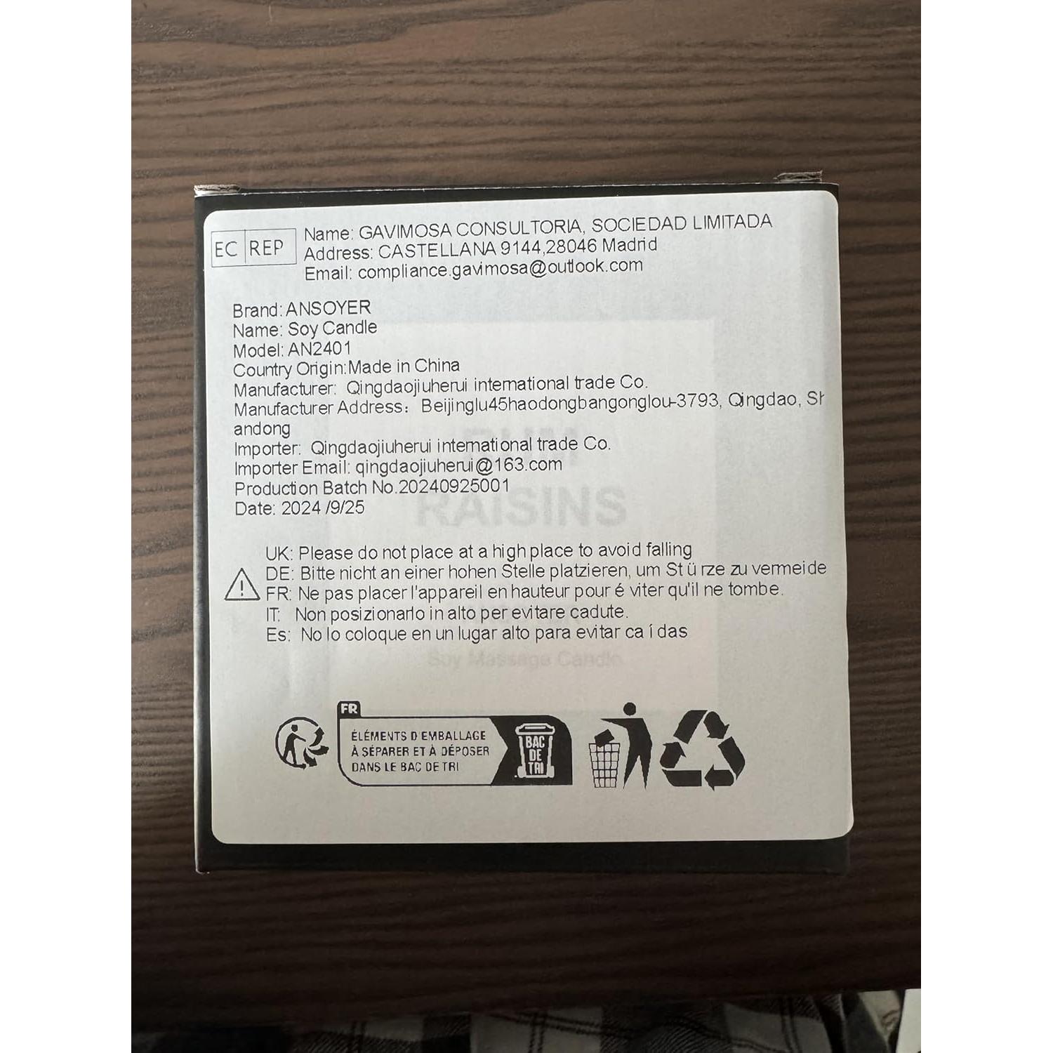 Vela de Aceite de Masaje ANSOYER Vainilla Clásica 230g